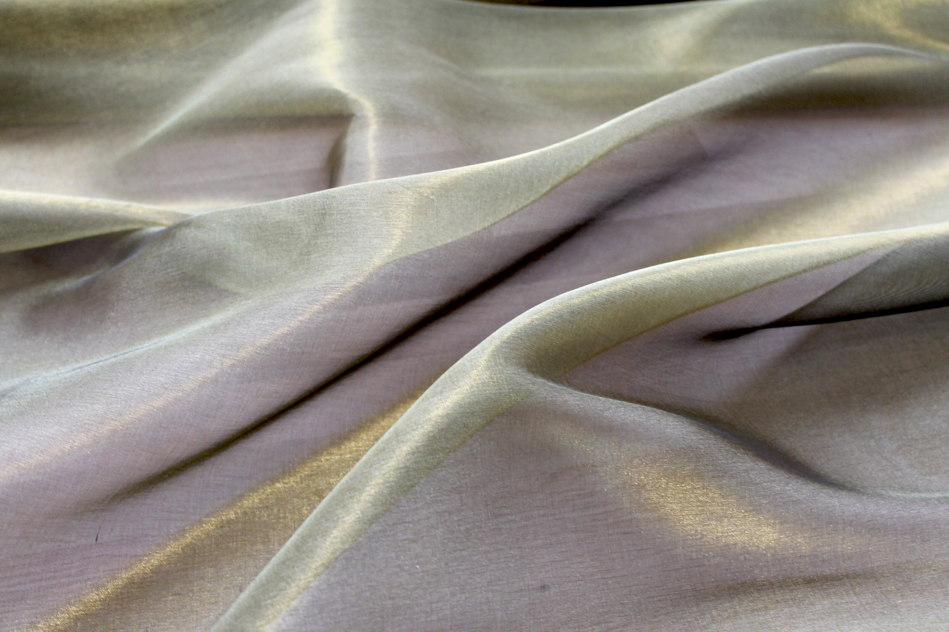 Silk Organza - Metallic Black shot Pale Gold fabric, image 4 of 5