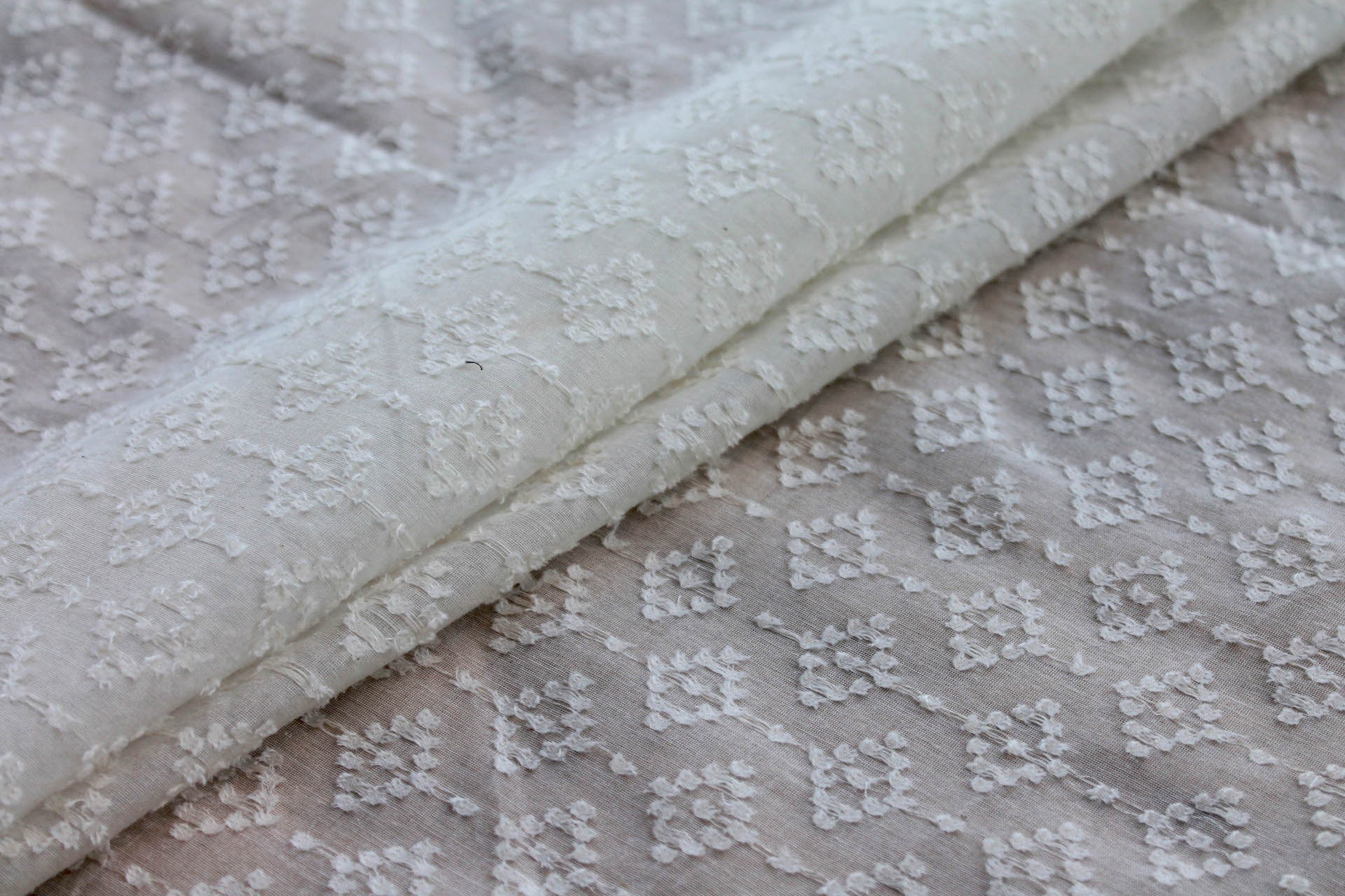 Vintage Jacquarded Silk Organza - Ivory fabric