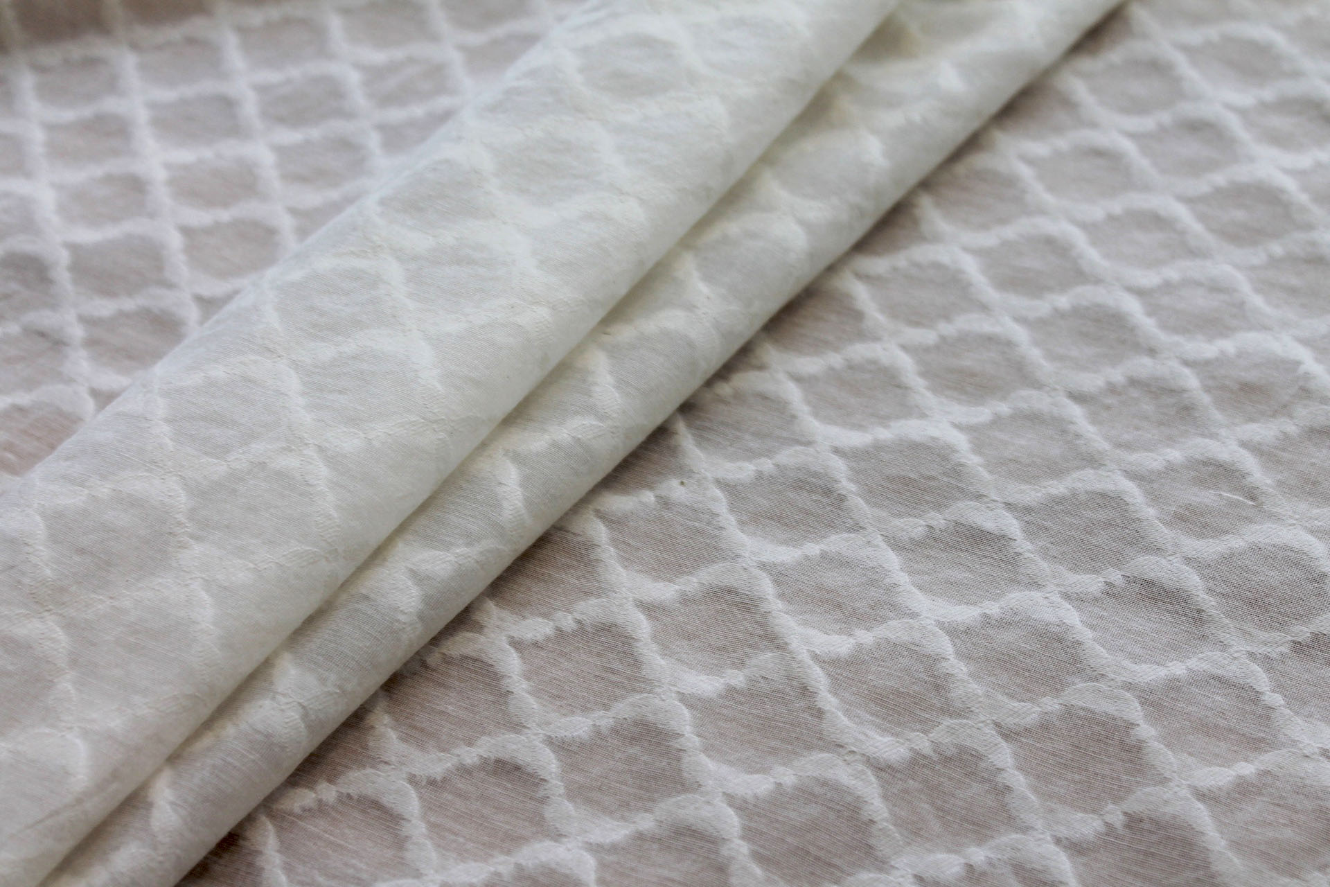 Vintage Jacquarded Silk Organza - Ivory fabric, image 4 of 7