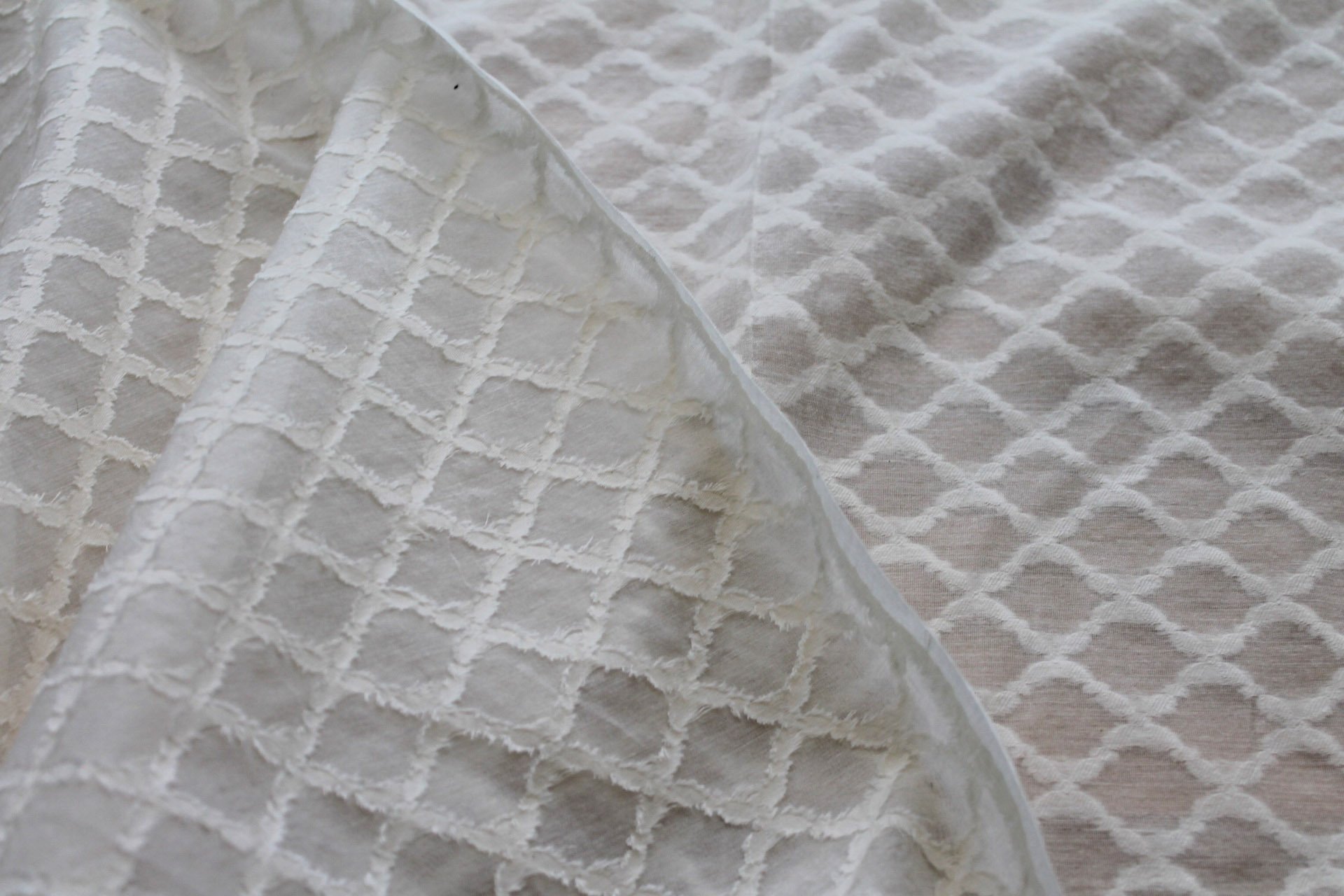 Vintage Jacquarded Silk Organza - Ivory fabric, image 6 of 7