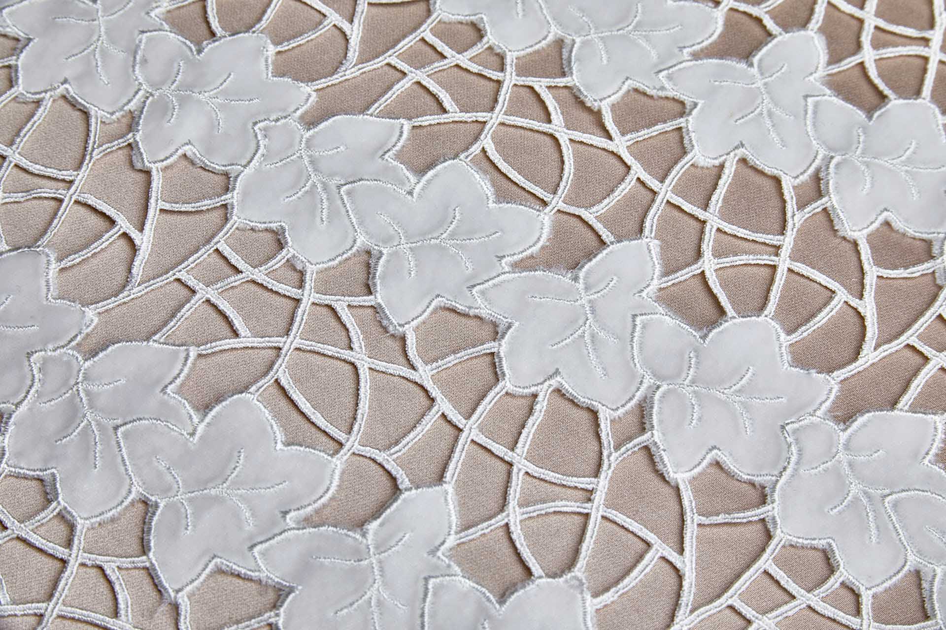 Cut Out Velvet Embroidery - Ivory Ivy fabric, image 3 of 11