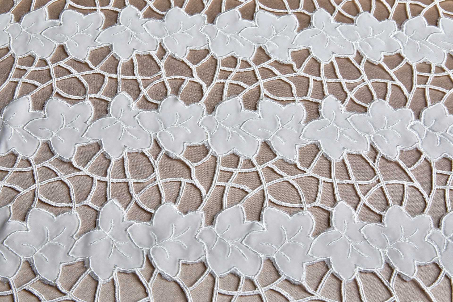 Cut Out Velvet Embroidery - Ivory Ivy fabric, image 4 of 11