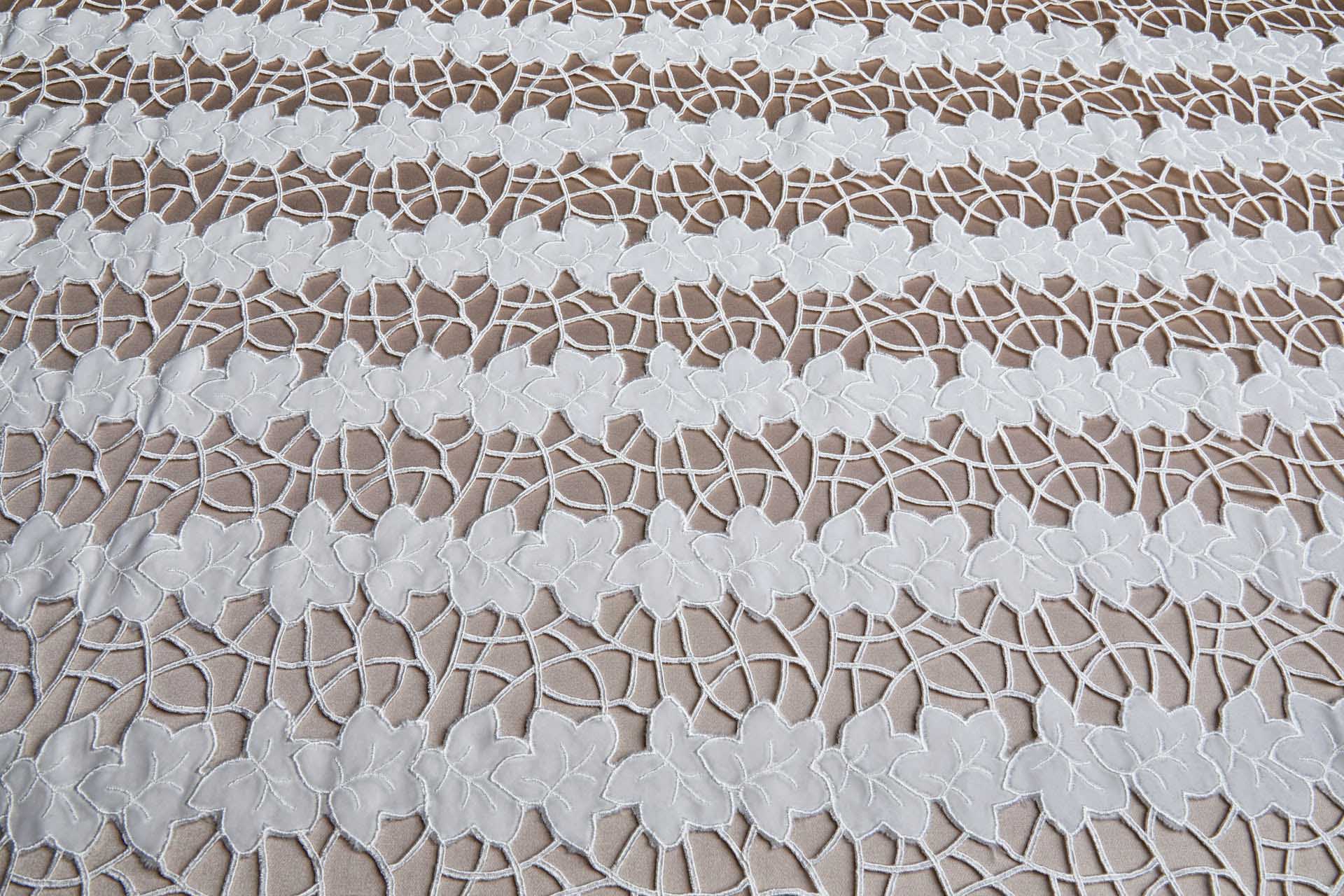 Cut Out Velvet Embroidery - Ivory Ivy fabric, image 5 of 11