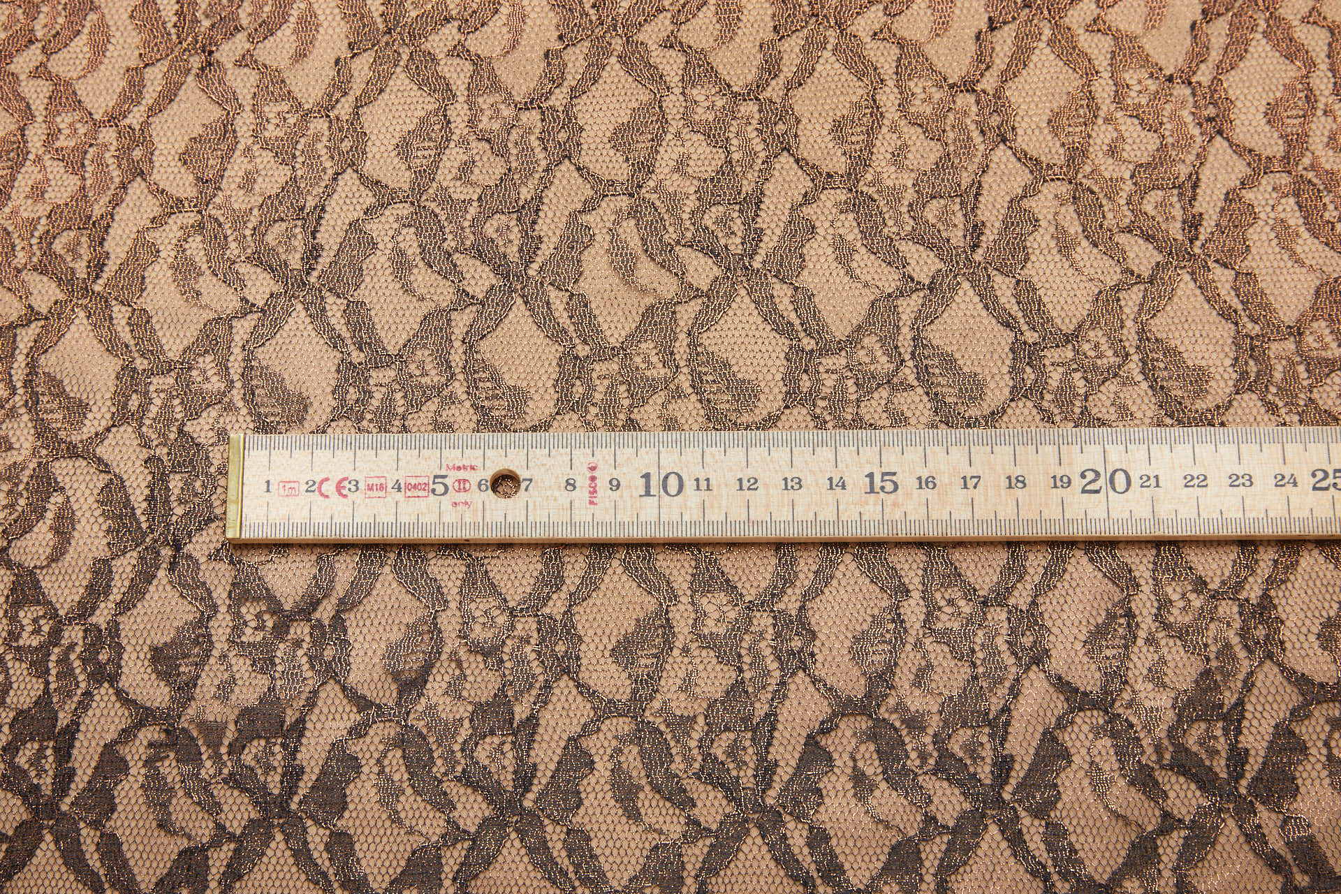Foil Printed Lace - Black Copper fabric, image 3 of 10