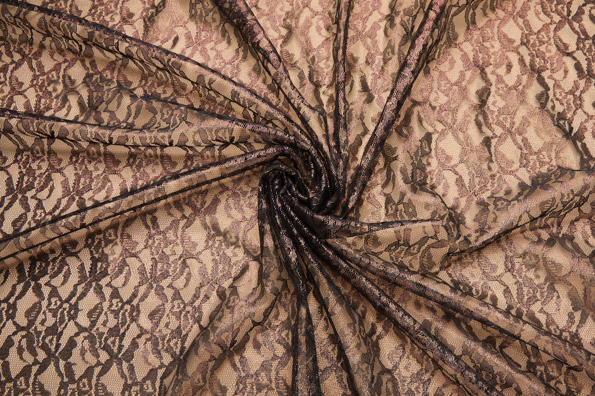 Foil Printed Lace - Black Copper fabric, image 10 of 10