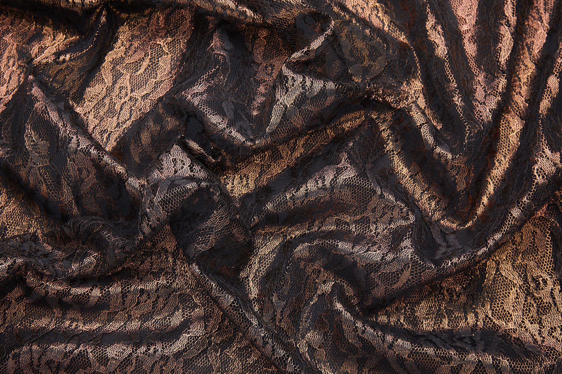 Foil Printed Lace - Black Copper fabric