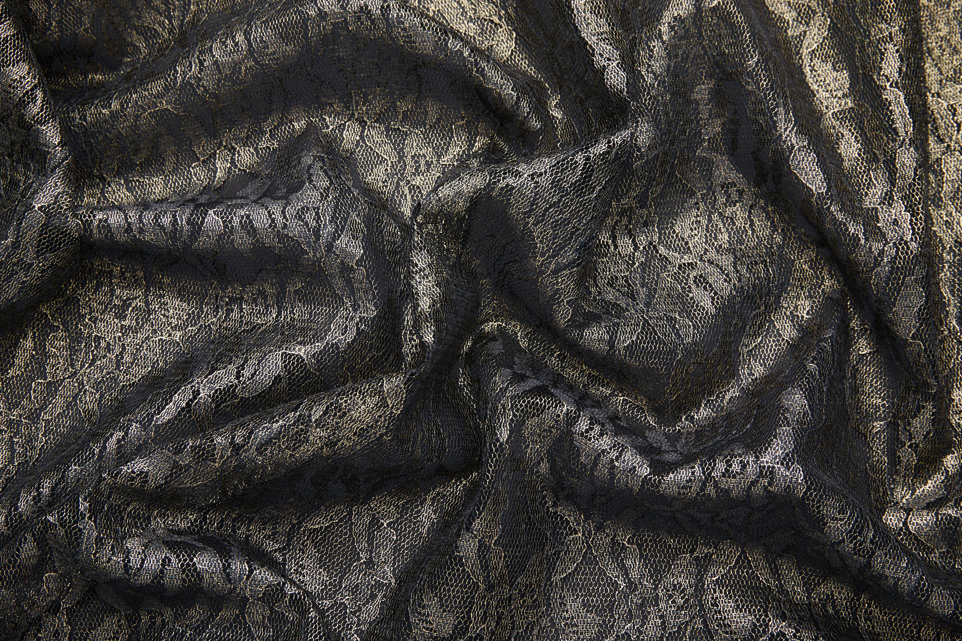 Foil Printed Lace - Black Gold fabric