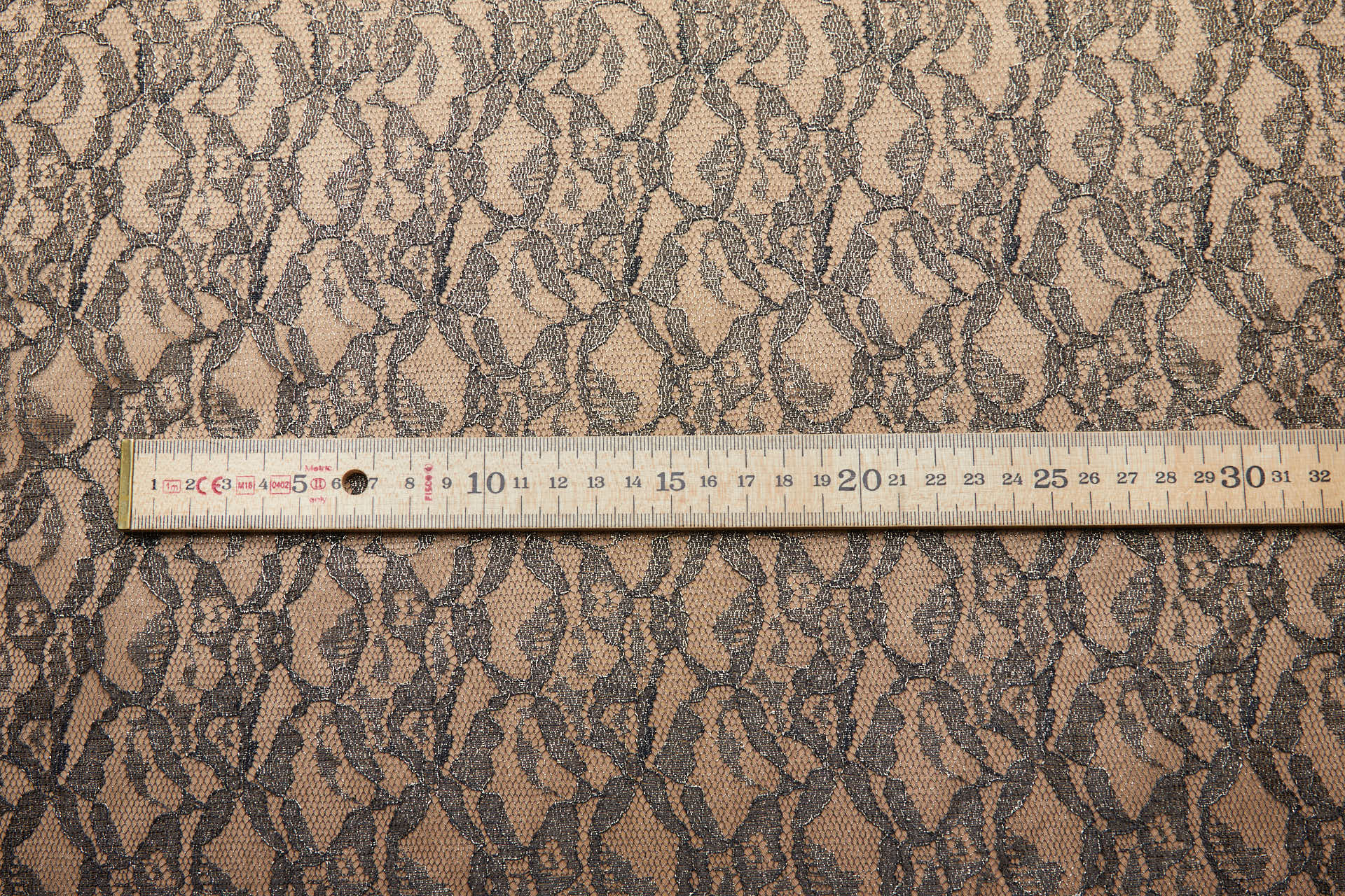 Foil Printed Lace - Black Gold fabric, image 4 of 10