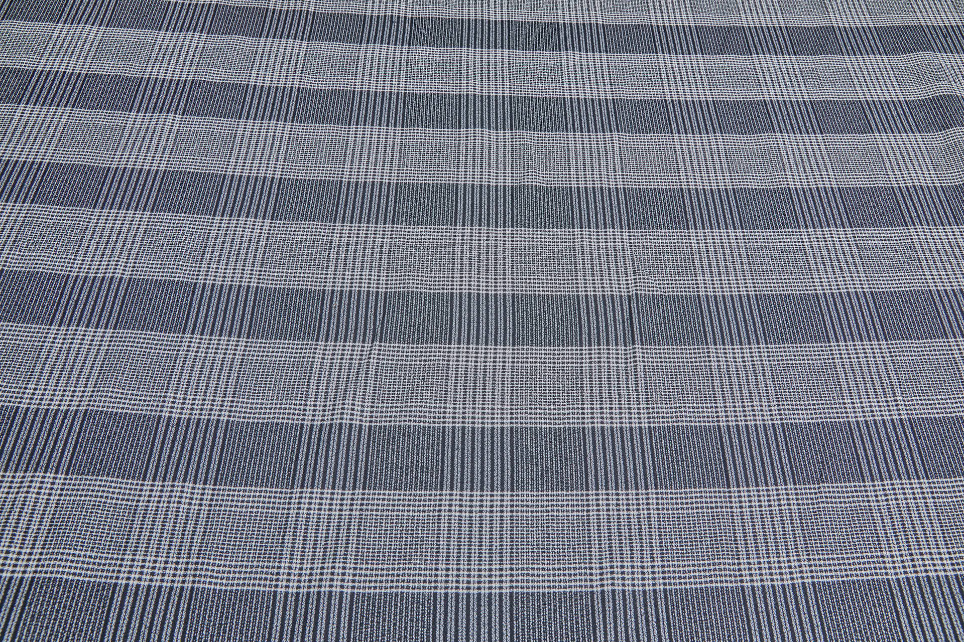 Viscose Crepe Prince of Wales Style Check - Black and Ivory fabric, image 6 of 6