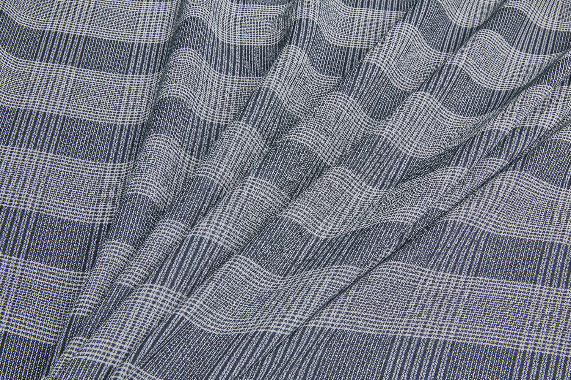 Viscose Crepe Prince of Wales Style Check - Black and Ivory fabric