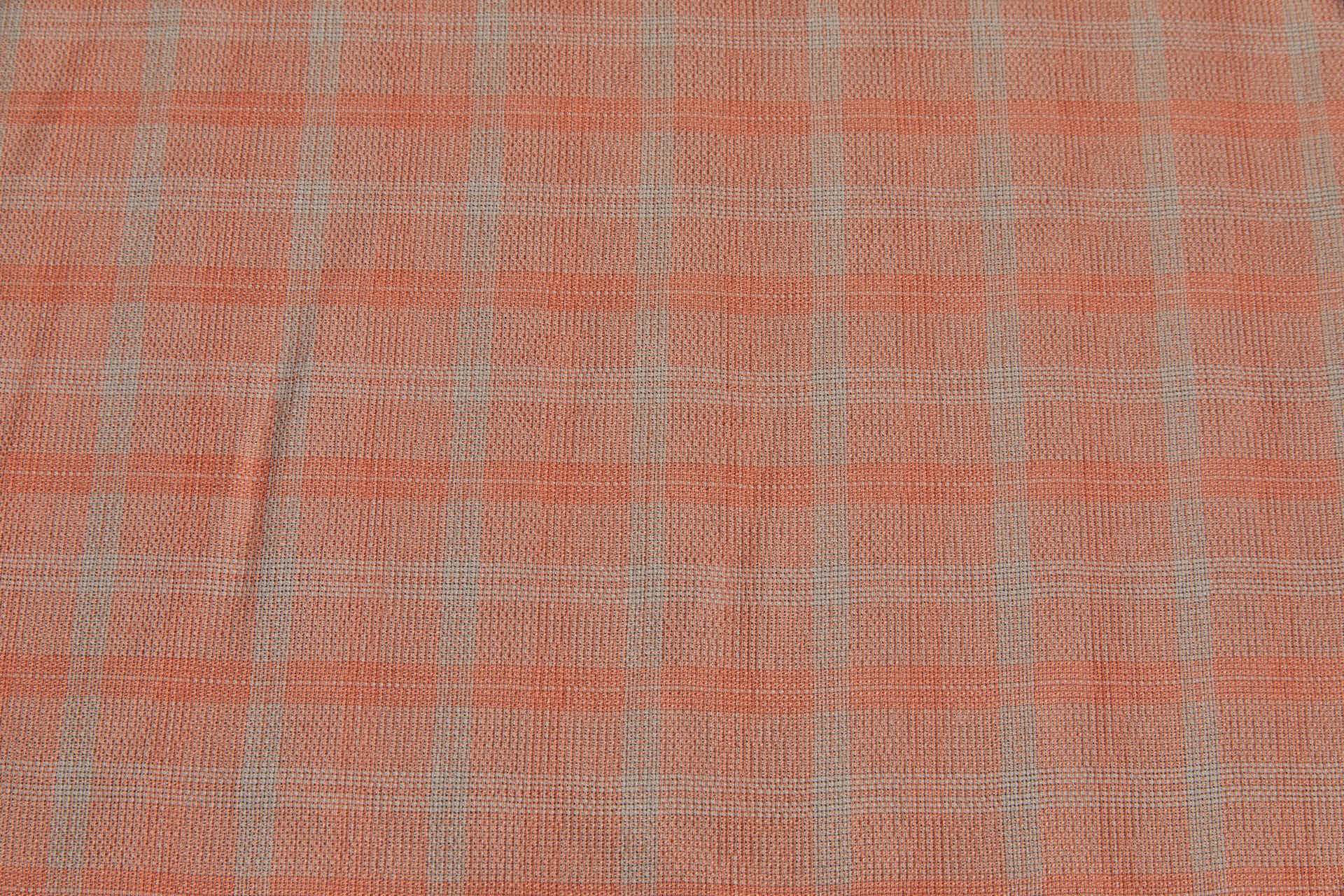 Poly Viscose Check - Twine Brown and Faded Orange fabric, image 5 of 6