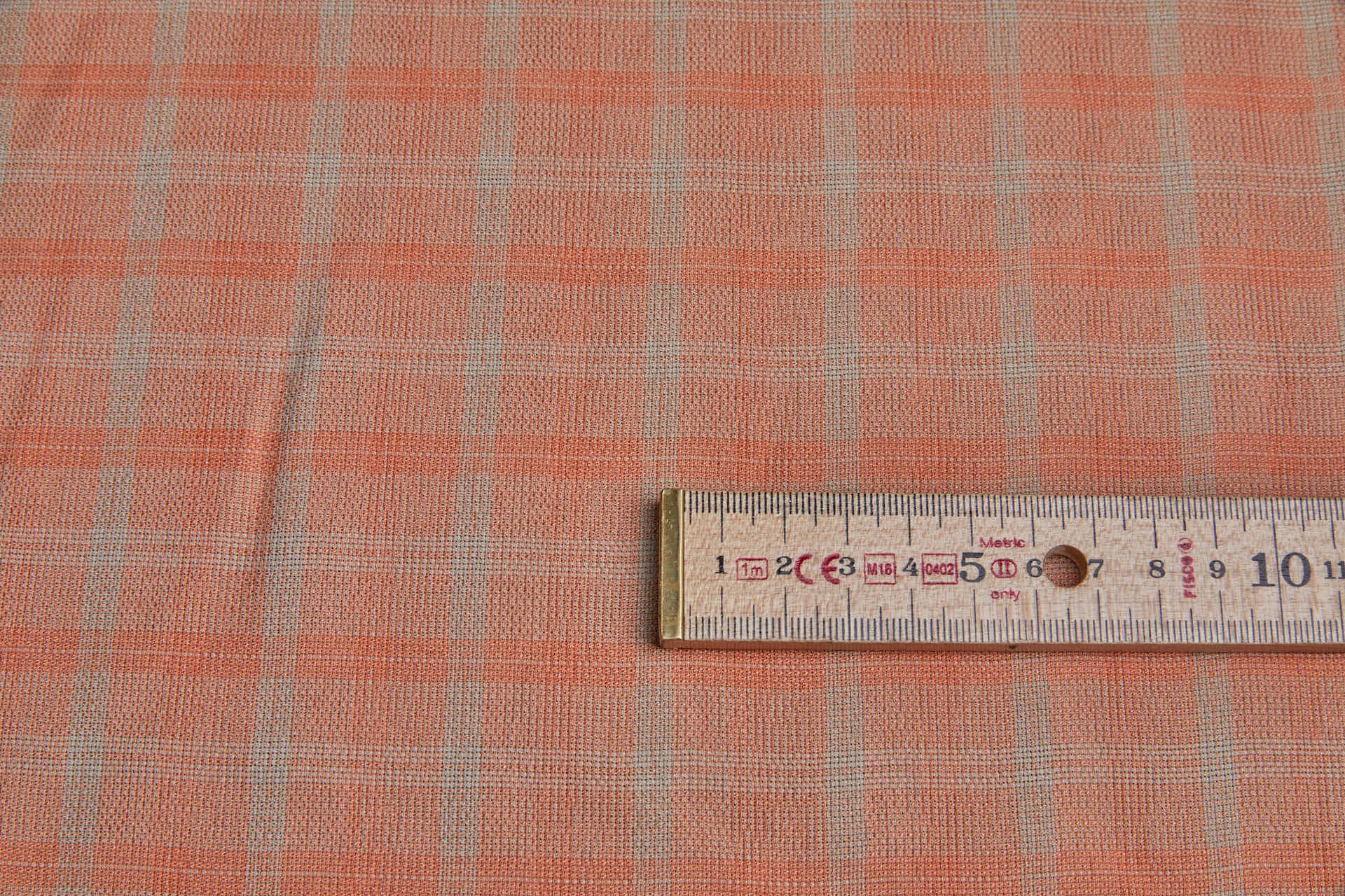 Poly Viscose Check - Twine Brown and Faded Orange fabric, image 4 of 6