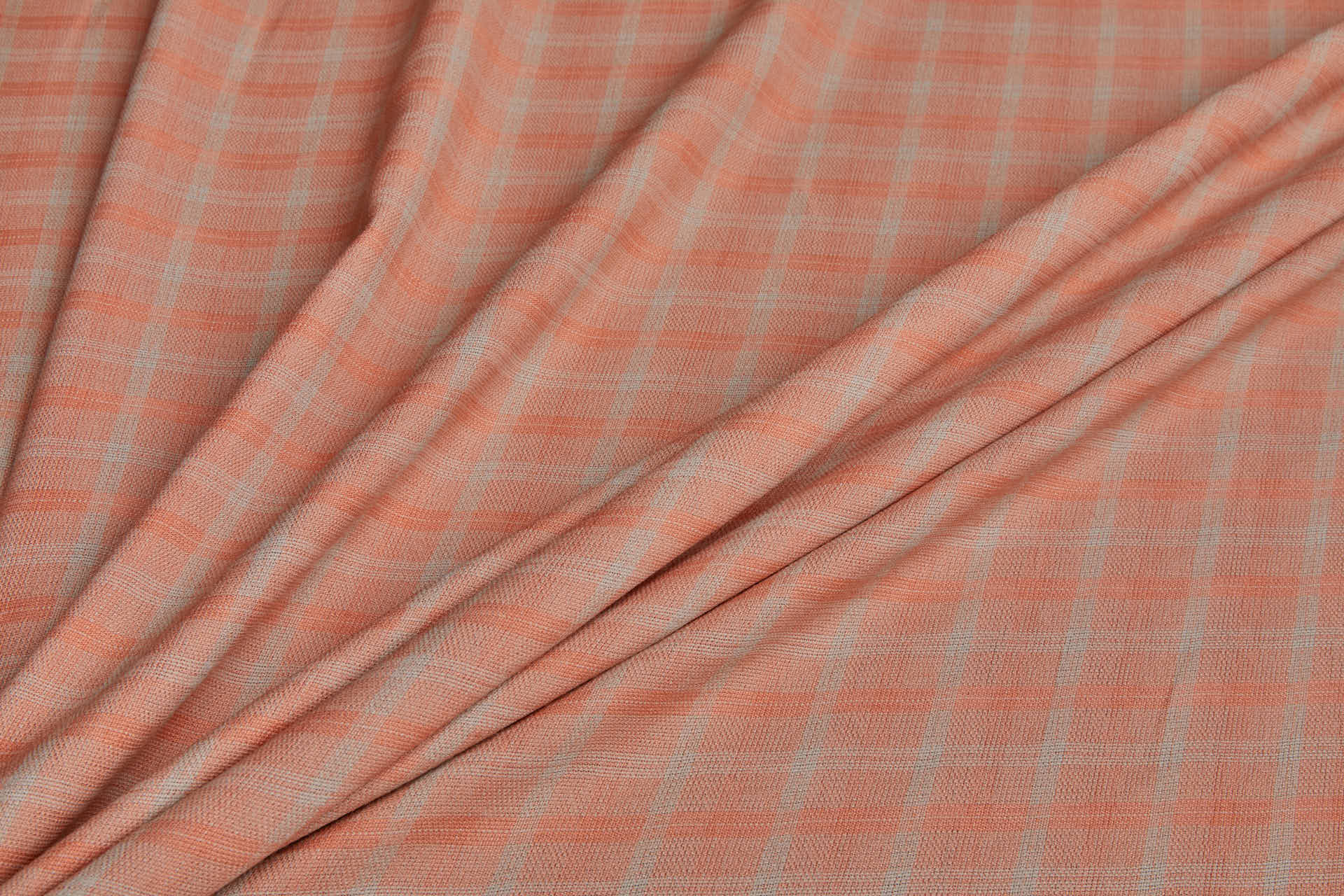 Poly Viscose Check - Twine Brown and Faded Orange fabric