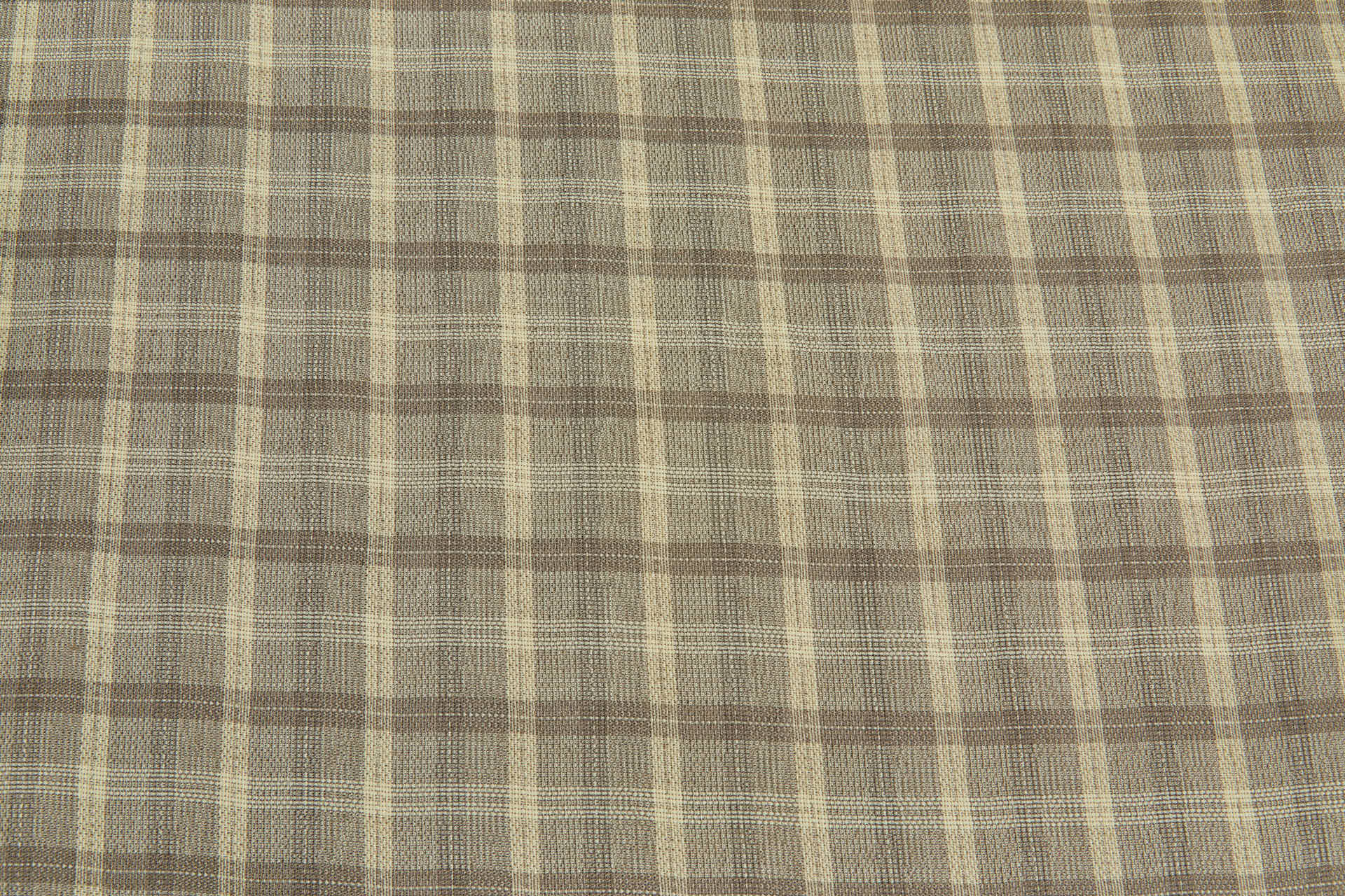 Poly Viscose Check - Khaki and Pale Yellow fabric, image 5 of 6