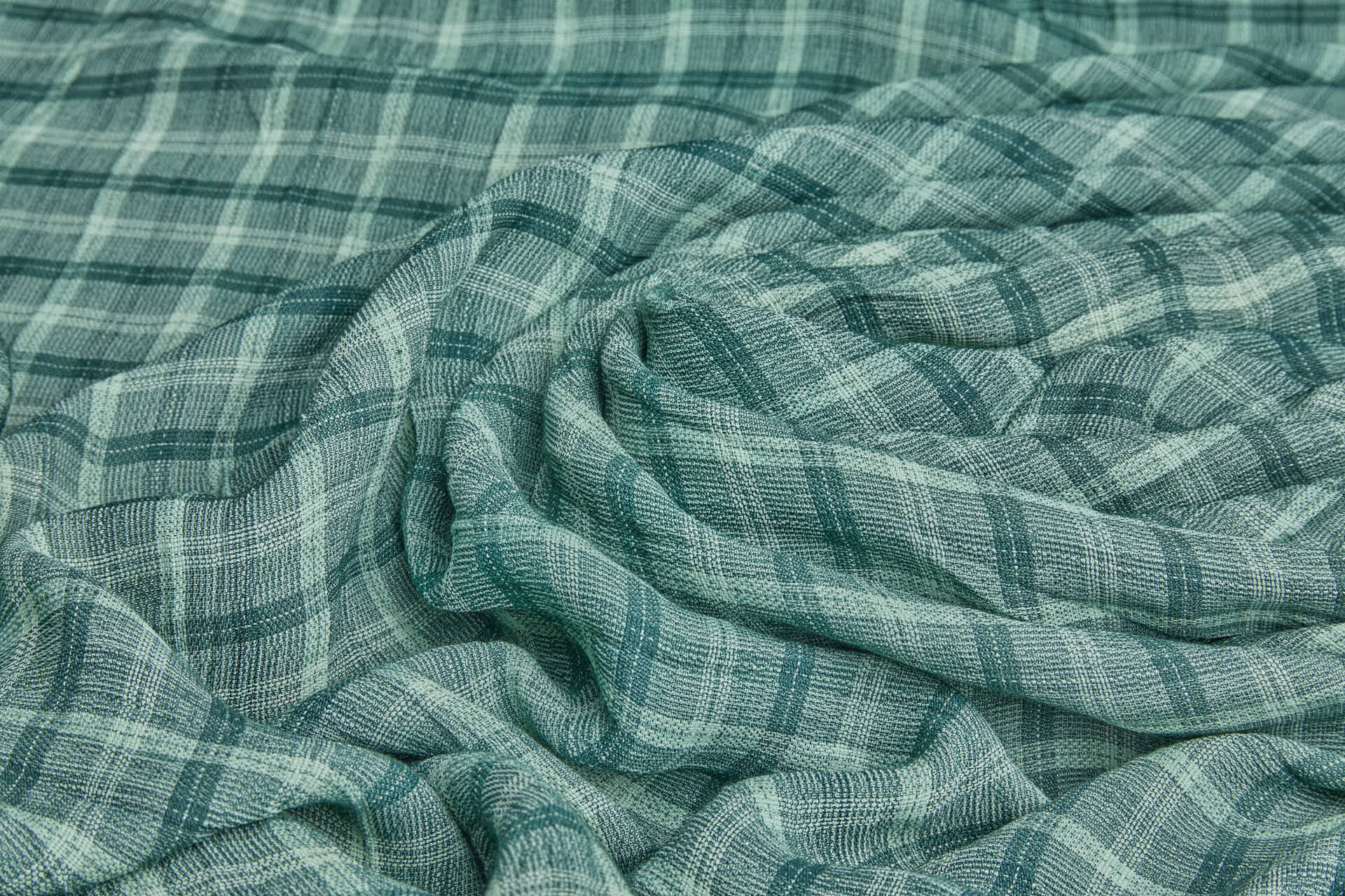 Poly Viscose Check - Hand Dyed and Washed - Forest Green fabric, image 3 of 7