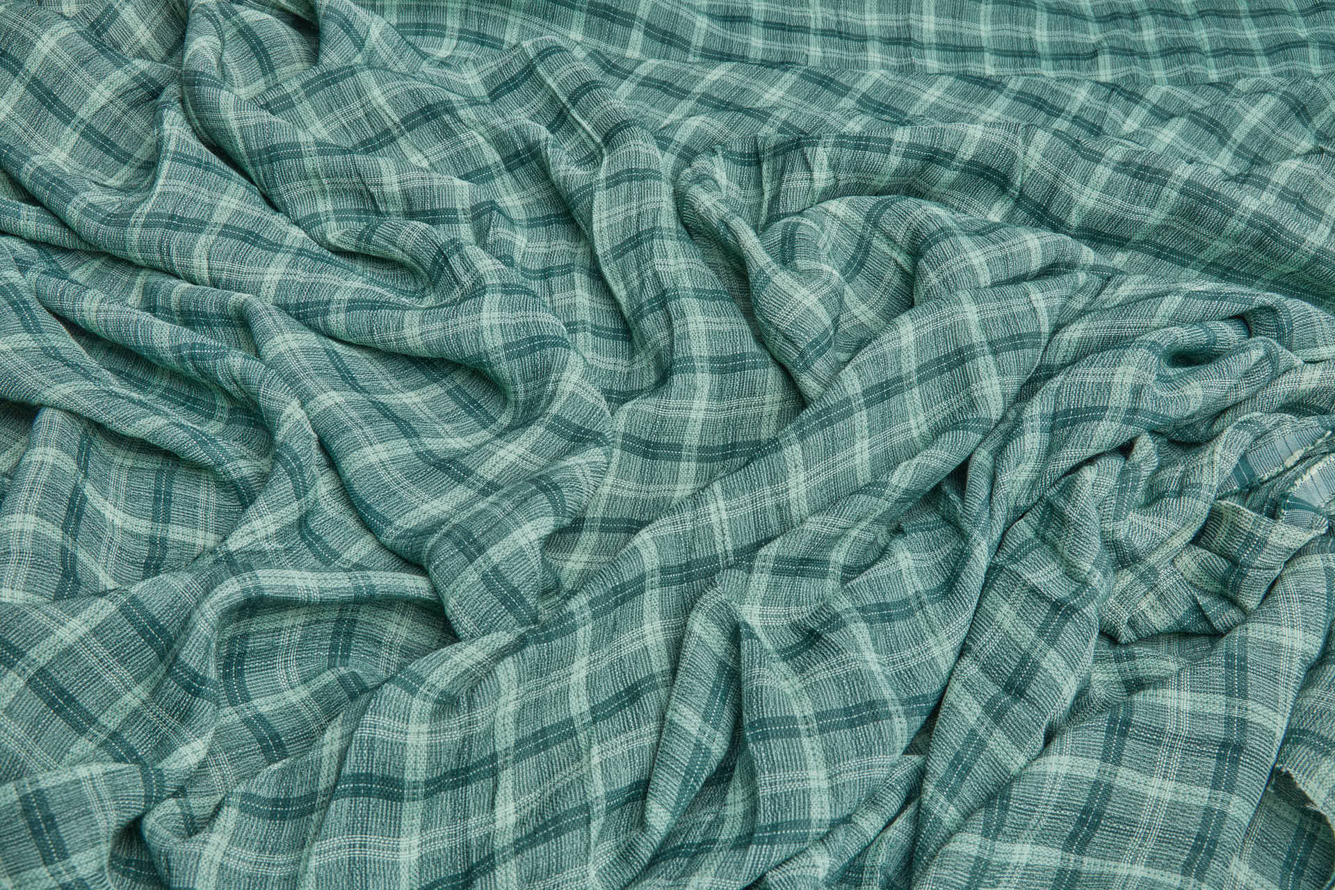 Poly Viscose Check - Hand Dyed and Washed - Forest Green fabric, image 2 of 7