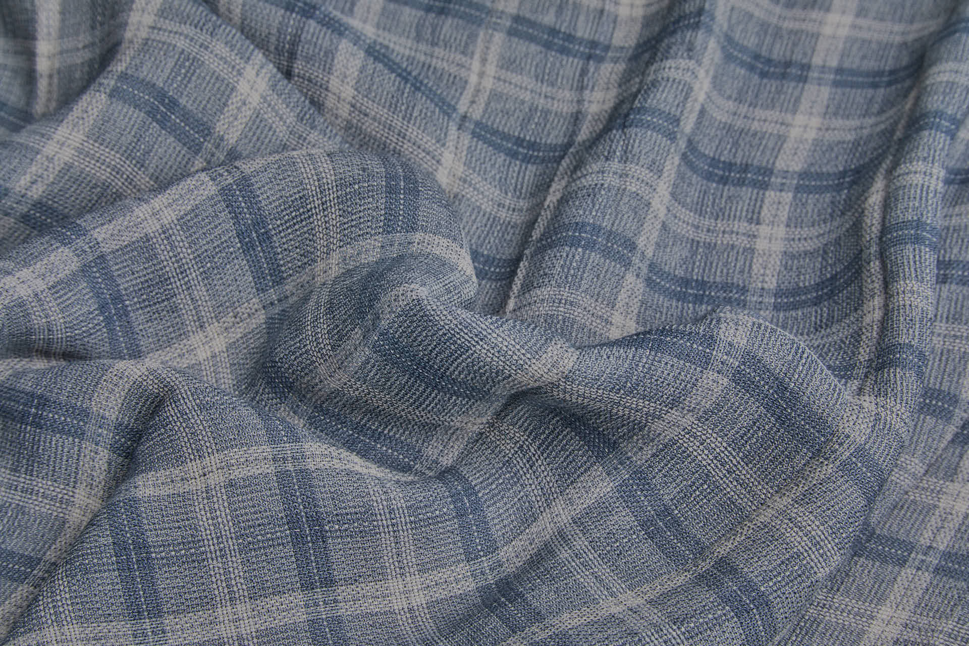 Poly Viscose Check - Hand Dyed and Washed - Steel Grey fabric