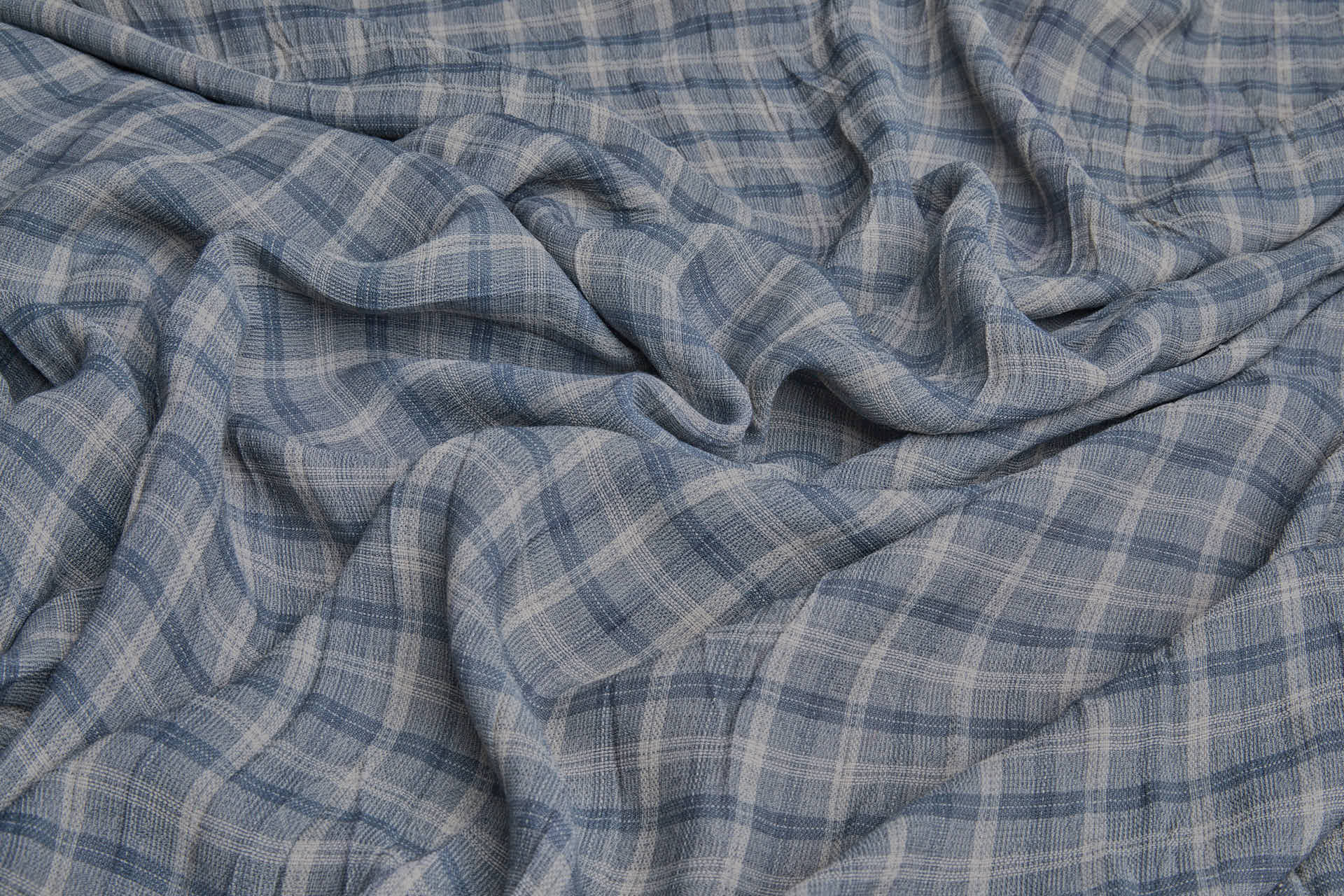 Poly Viscose Check - Hand Dyed and Washed - Steel Grey fabric, image 2 of 6
