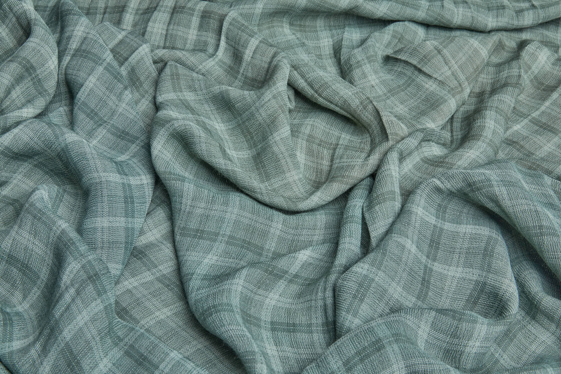 Poly Viscose Check - Hand Dyed and Washed - Woodland Green fabric, image 2 of 6