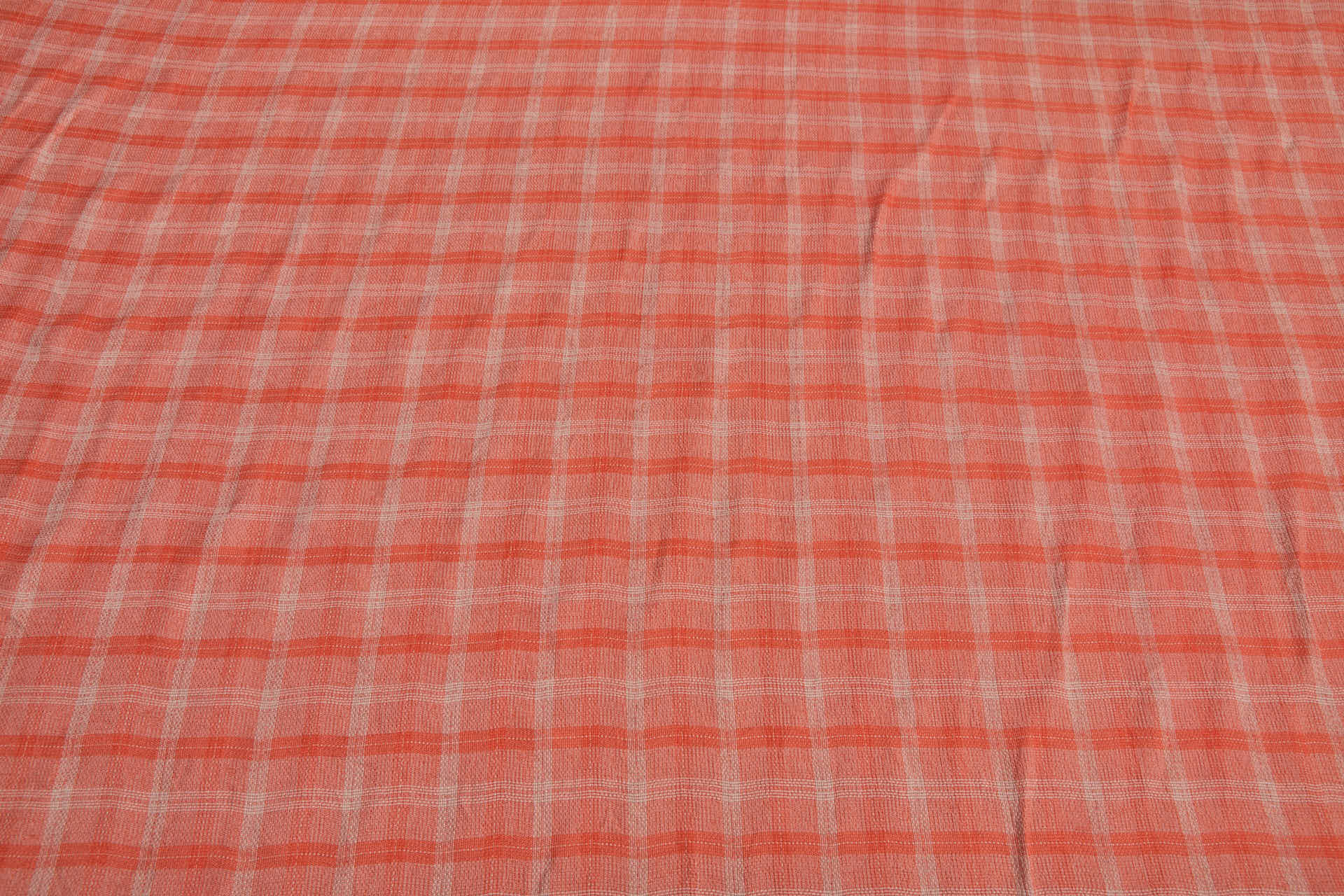 Poly Viscose Check - Hand Dyed and Washed - Tangerine and Twine Brown fabric, image 6 of 6