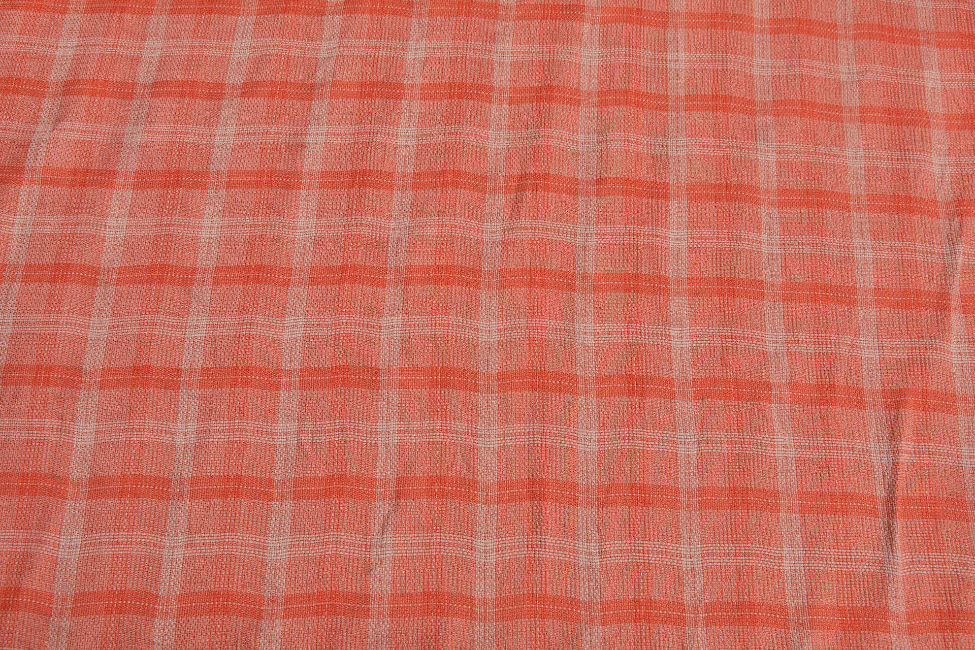 Poly Viscose Check - Hand Dyed and Washed - Tangerine and Twine Brown fabric, image 5 of 6