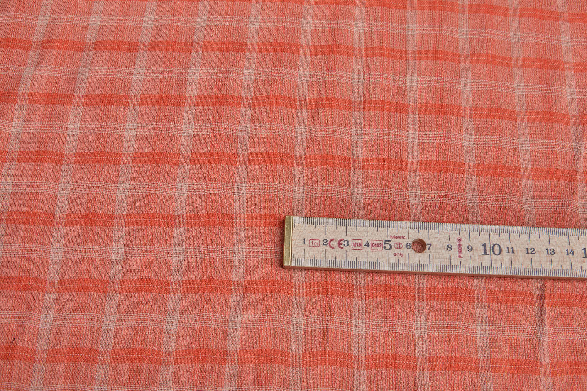 Poly Viscose Check - Hand Dyed and Washed - Tangerine and Twine Brown fabric, image 4 of 6