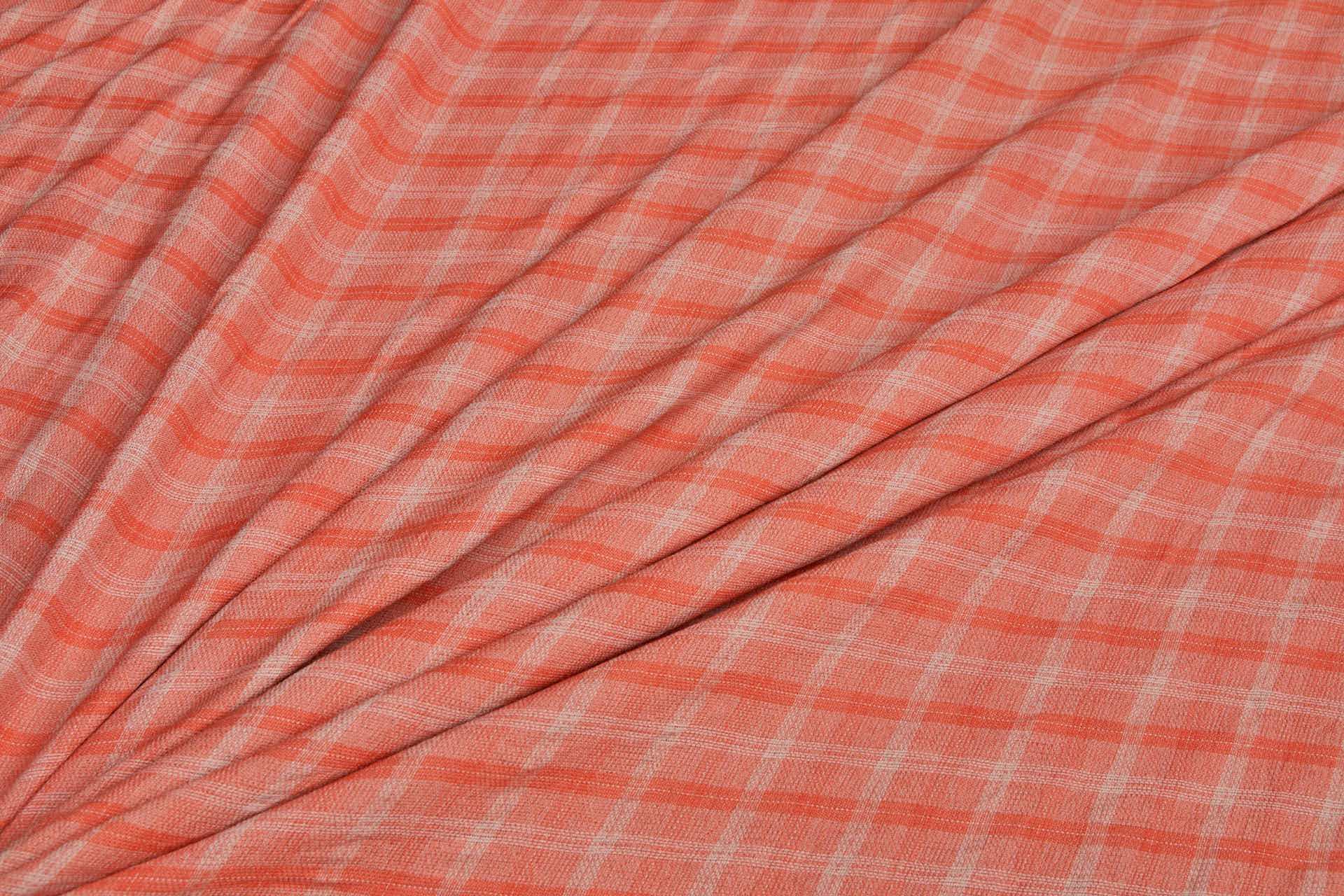 Poly Viscose Check - Hand Dyed and Washed - Tangerine and Twine Brown fabric, image 3 of 6