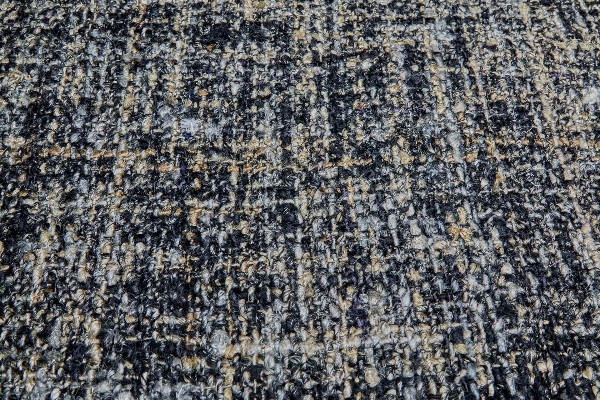 Chunky Tweed Style Lose Weave  - Black, Sand and Grey fabric