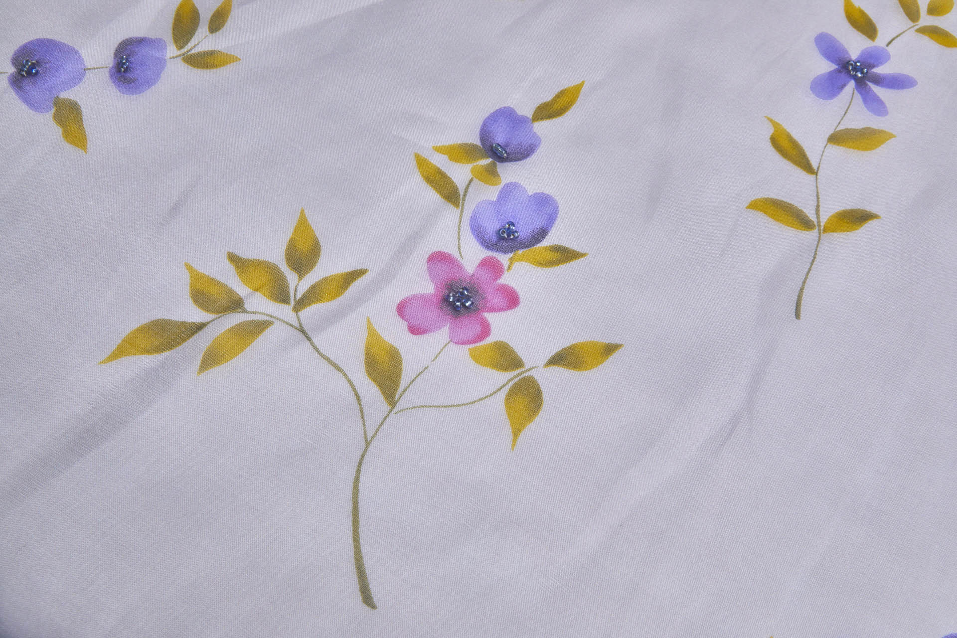 Silk Organza with Floral Print and Hand Beading - Dusty Lilac fabric, image 8 of 8