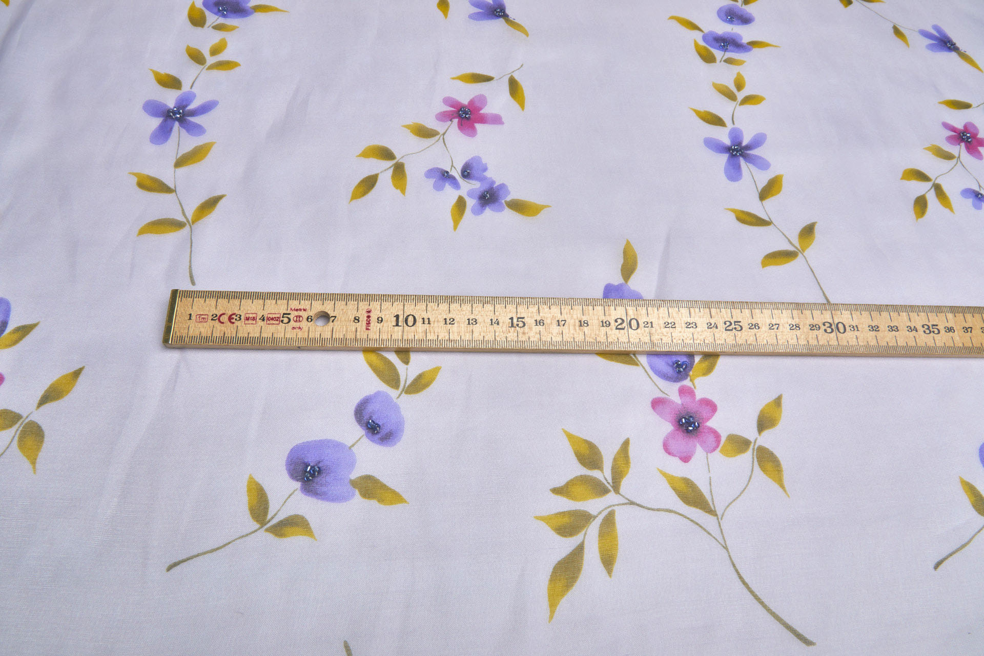 Silk Organza with Floral Print and Hand Beading - Dusty Lilac fabric, image 2 of 8
