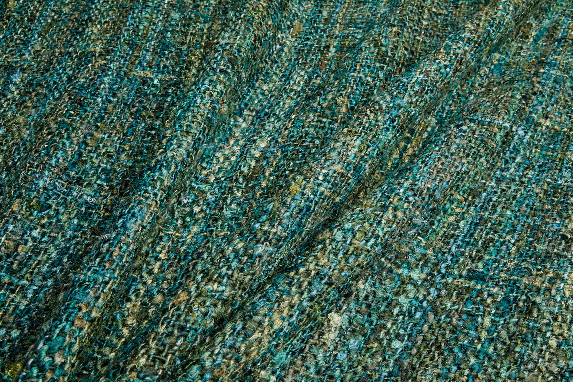 Chunky Tweed Style Lose Weave  - Multi Greens fabric, image 3 of 6