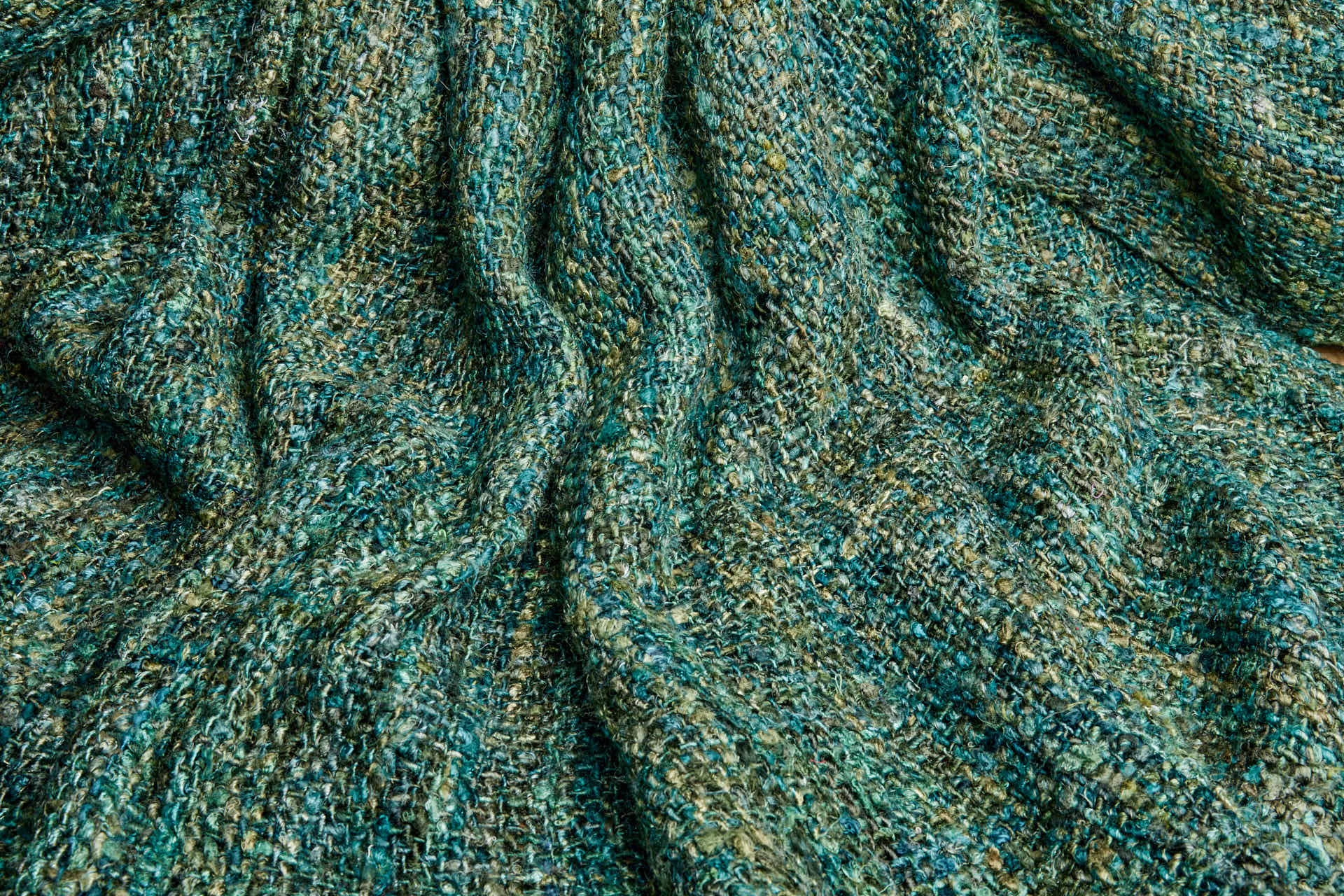 Chunky Tweed Style Lose Weave  - Multi Greens fabric, image 2 of 6