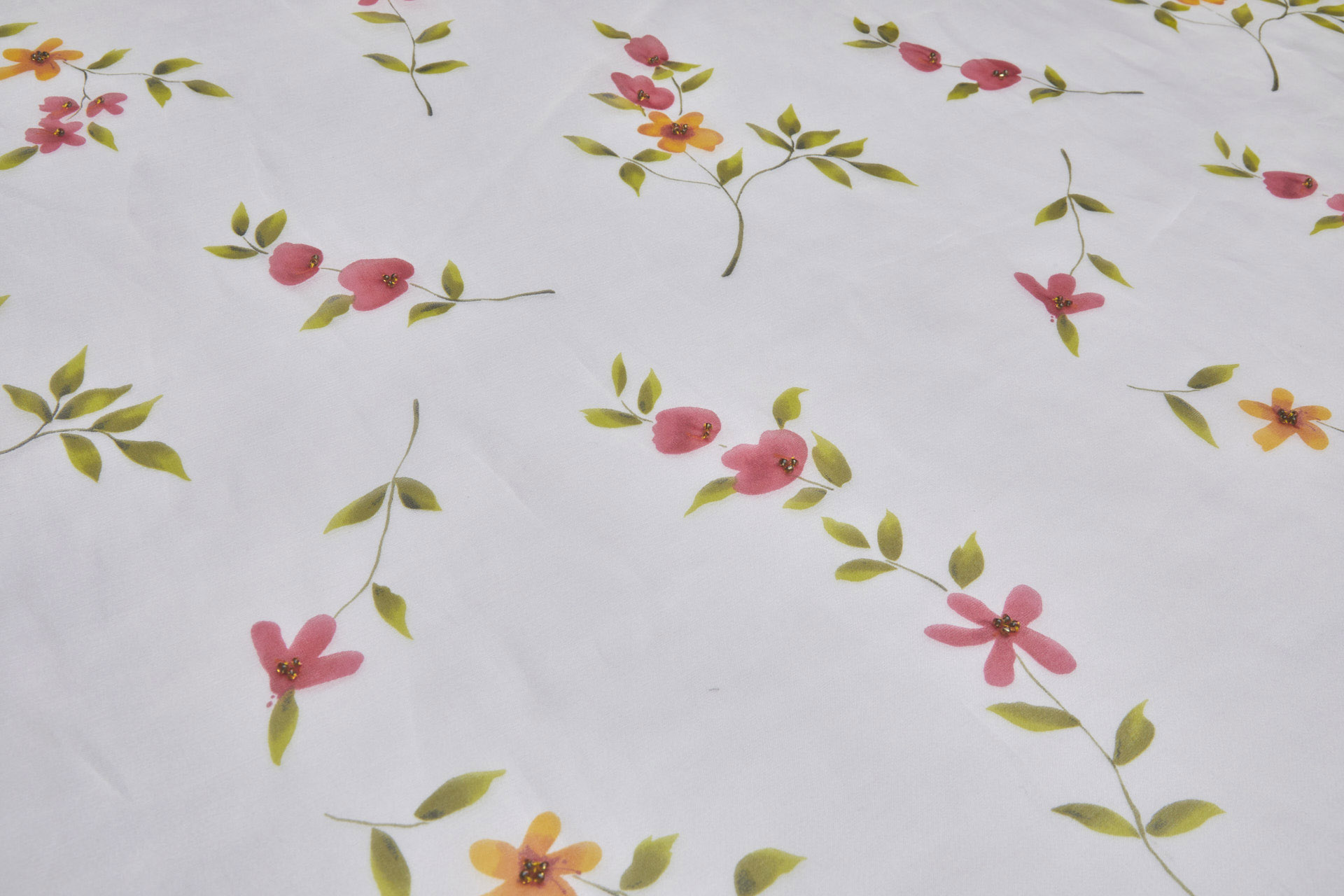 Silk Organza with Floral Print and Hand Beading - Ivory fabric, image 9 of 9