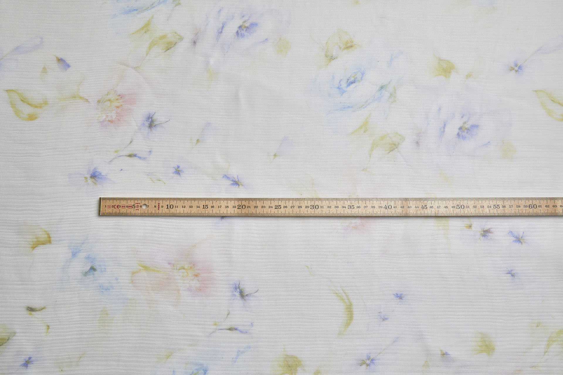 Delicate Watercolour Floral Print on Silk Gauze - Blue / Green fabric, image 3 of 9