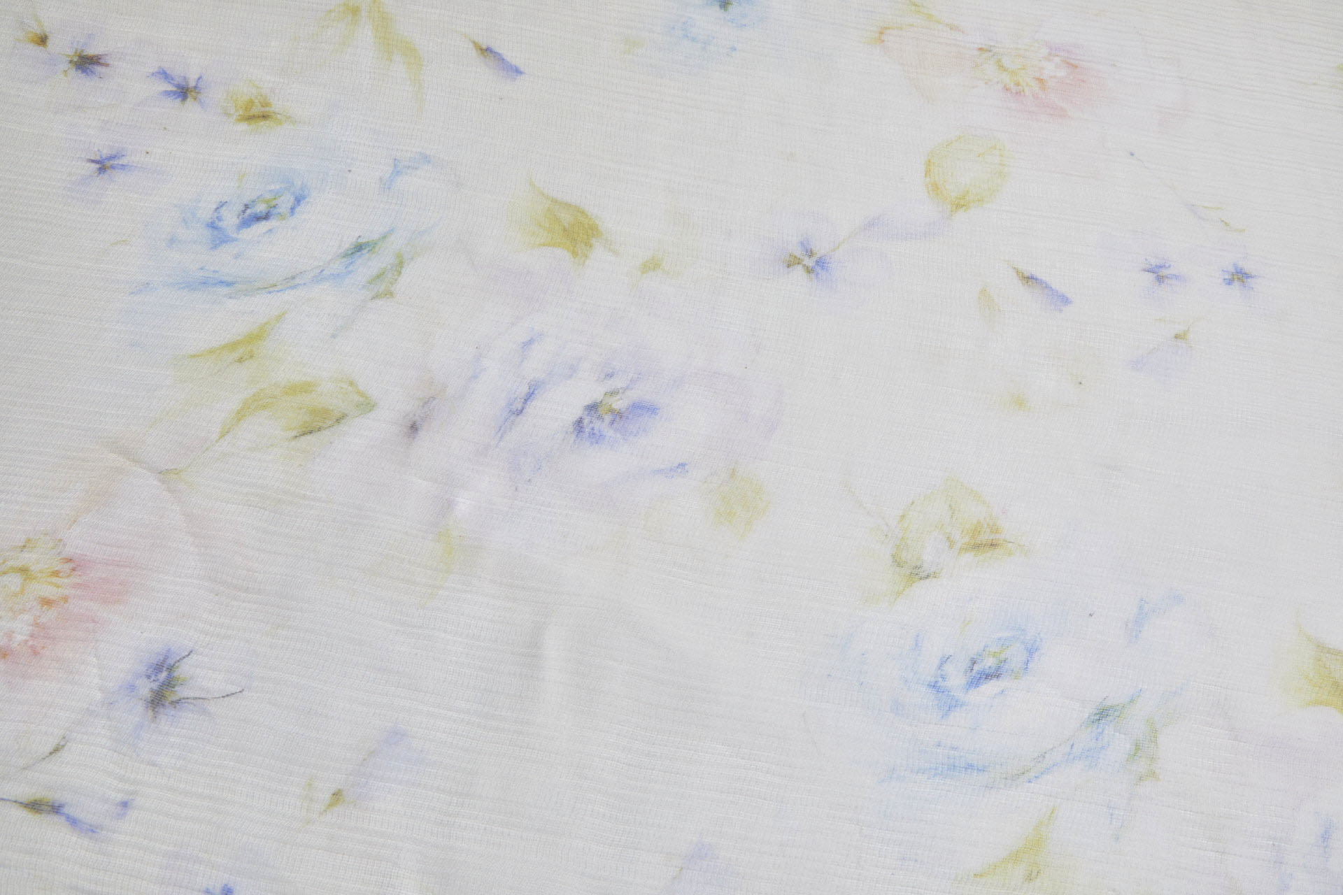 Delicate Watercolour Floral Print on Silk Gauze - Blue / Green fabric, image 8 of 9