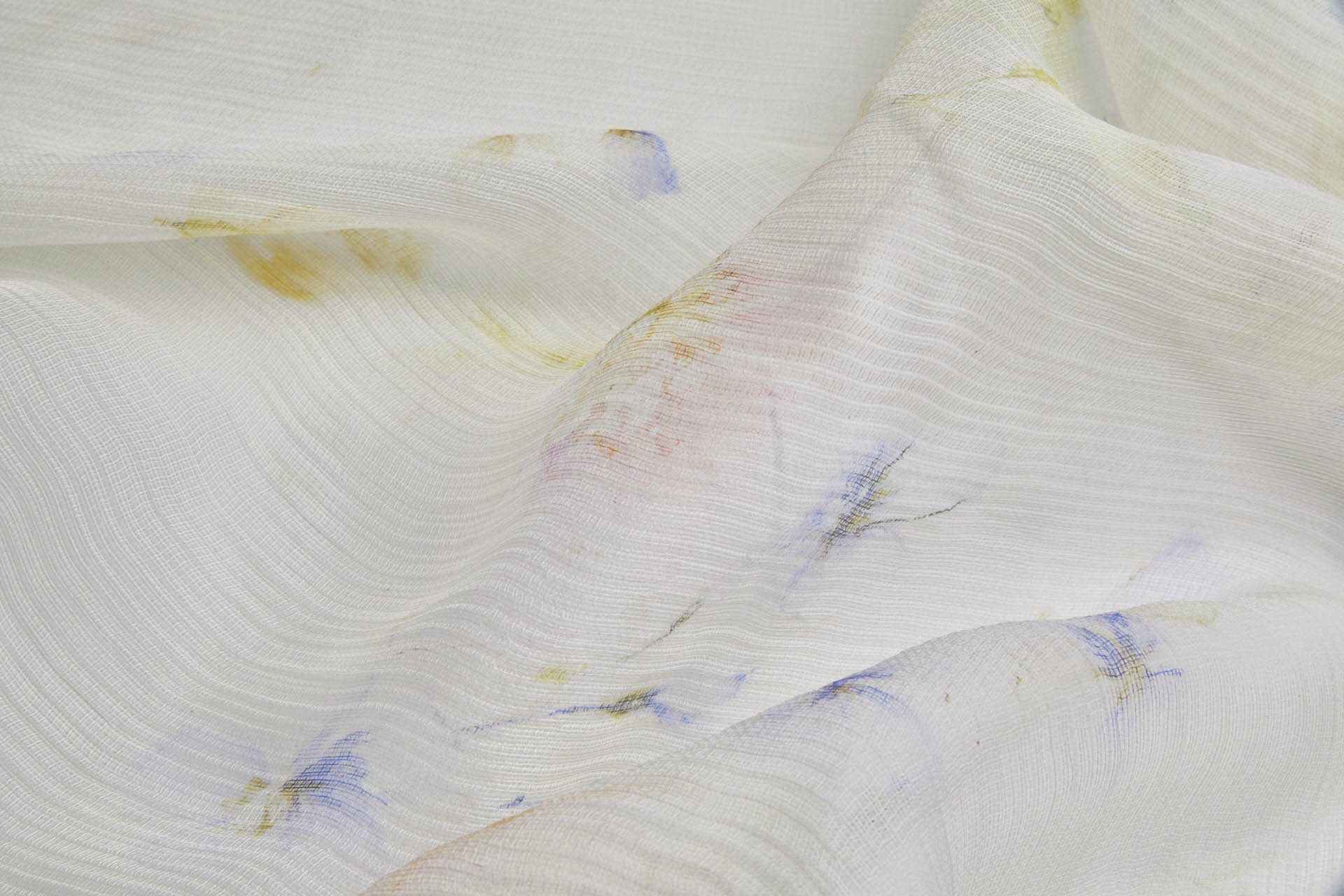 Delicate Watercolour Floral Print on Silk Gauze - Blue / Green fabric, image 9 of 9