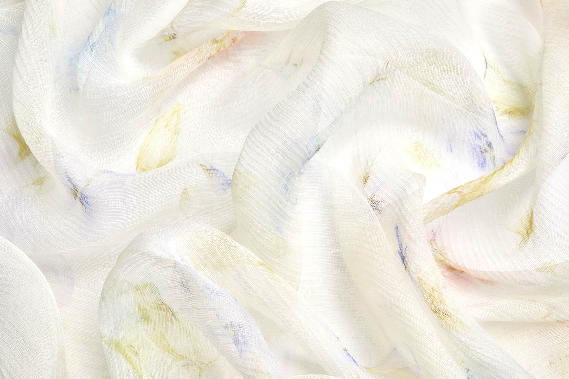 Delicate Watercolour Floral Print on Silk Gauze - Blue / Green fabric, image 2 of 9