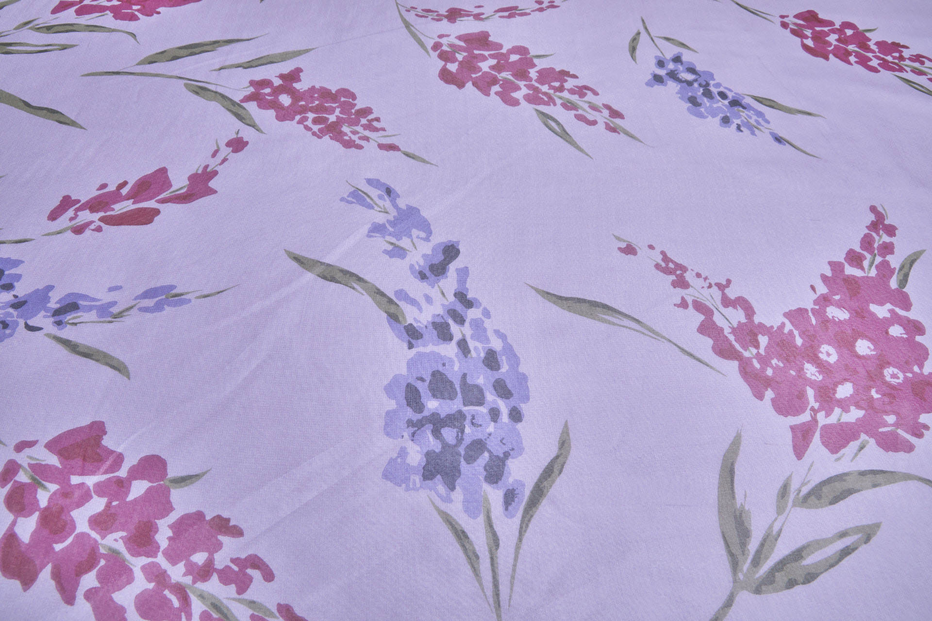 Purple and Pink Floral Print on Violet Silk Georgette fabric, image 8 of 8