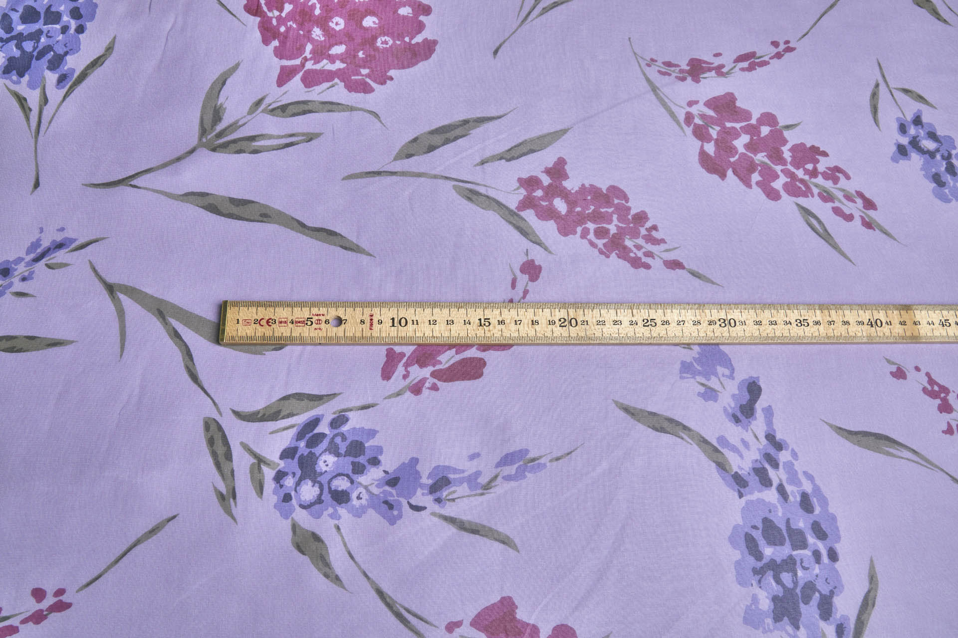 Purple and Pink Floral Print on Violet Silk Georgette fabric, image 5 of 8