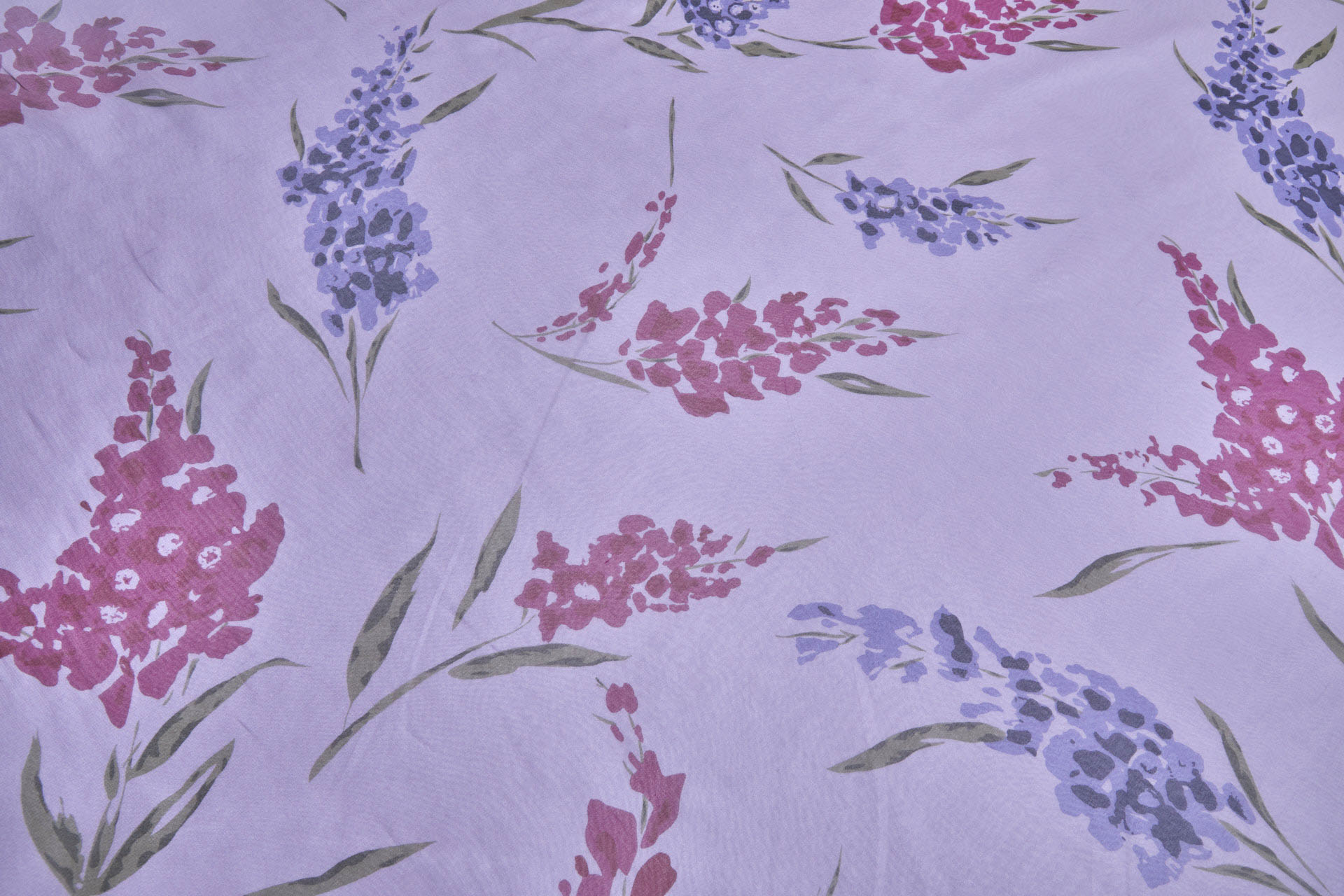 Purple and Pink Floral Print on Violet Silk Georgette fabric, image 6 of 8