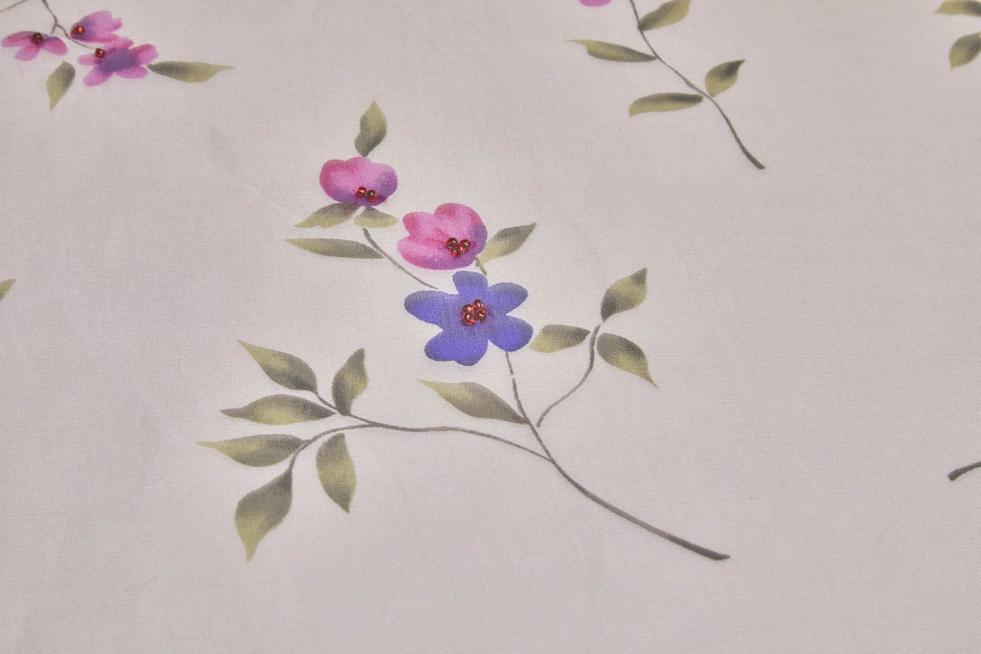 Silk Organza with Floral Print and Hand Beading - Pale Pink fabric, image 9 of 9