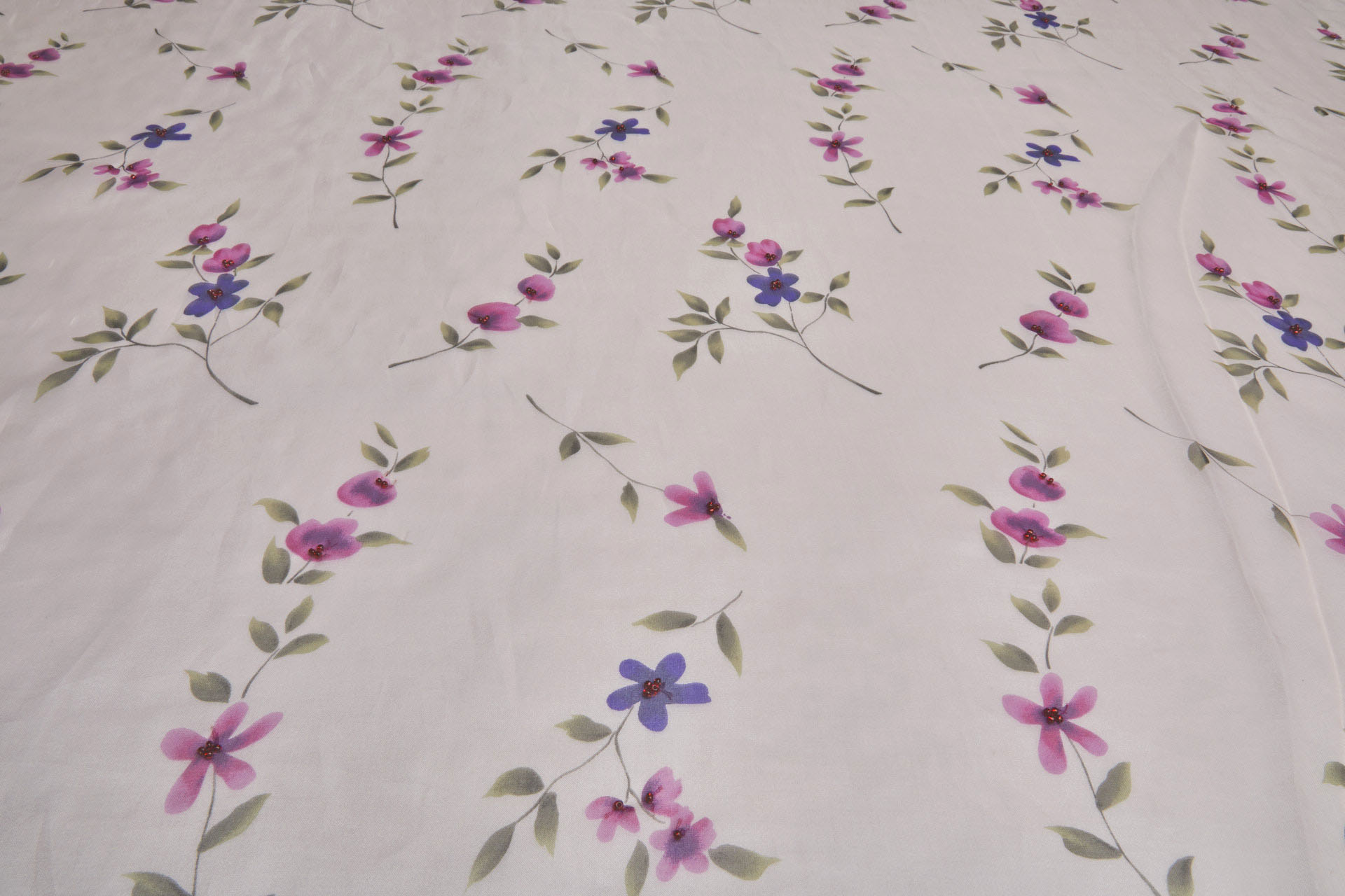 Silk Organza with Floral Print and Hand Beading - Pale Pink fabric, image 2 of 9