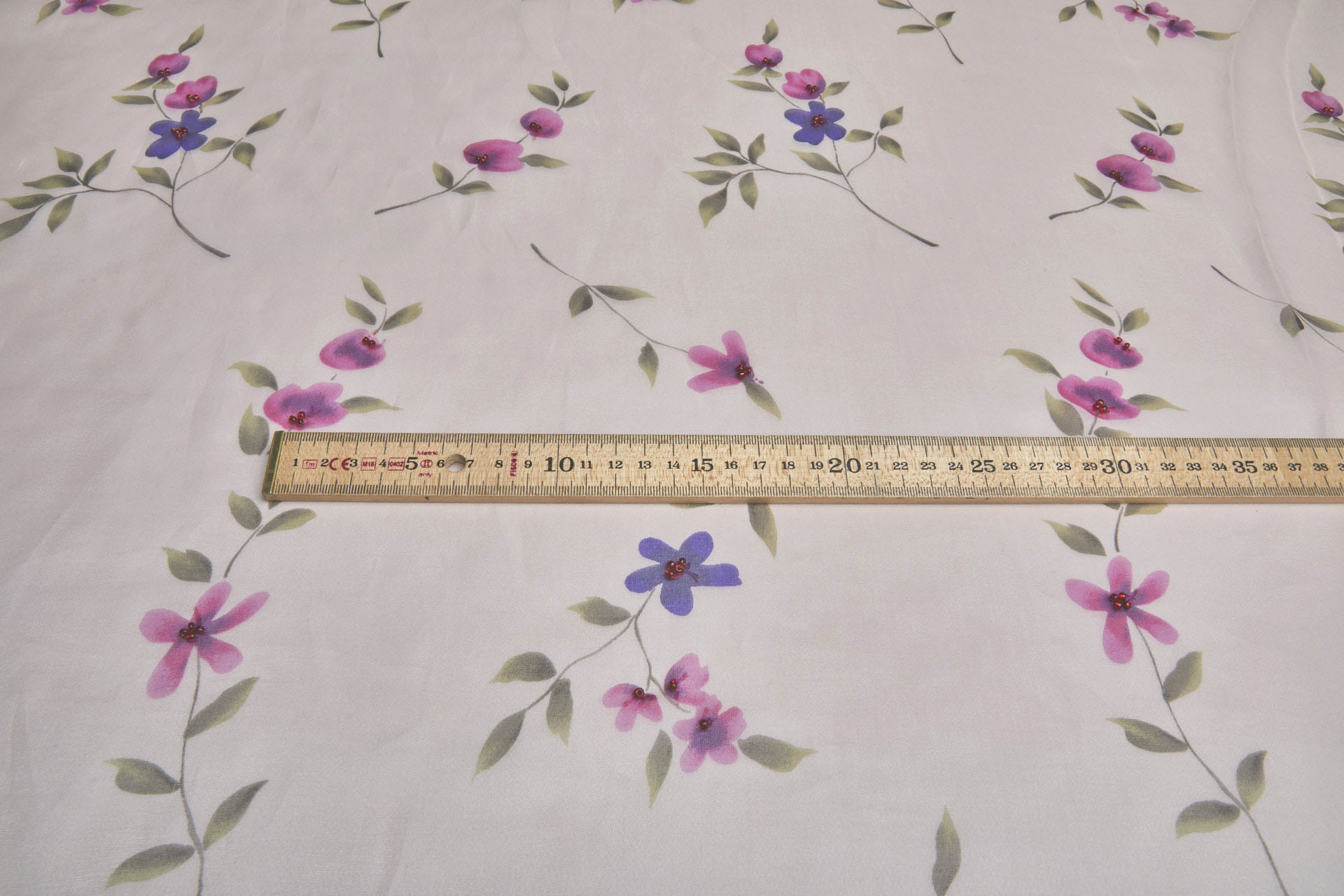 Silk Organza with Floral Print and Hand Beading - Pale Pink fabric, image 3 of 9