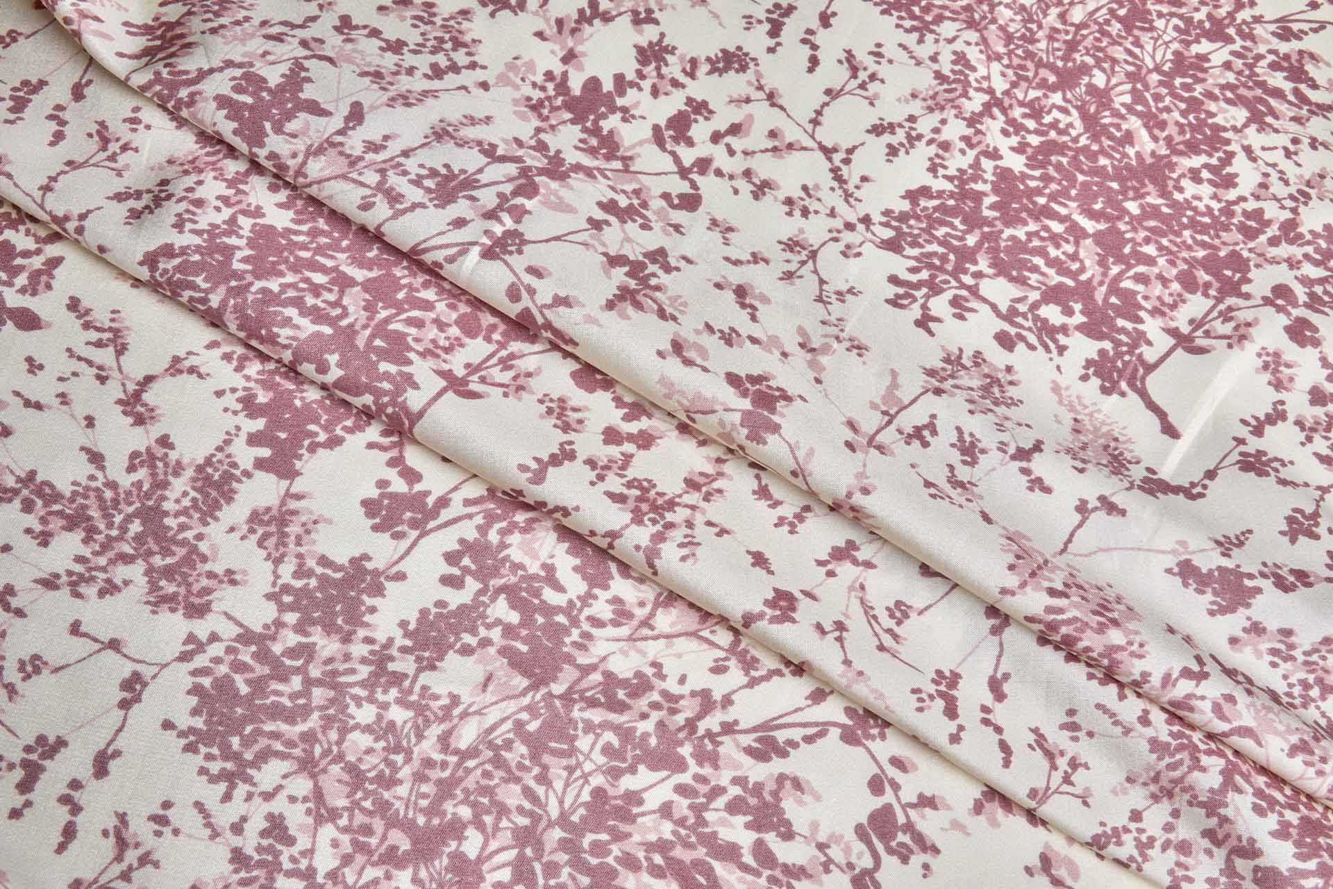 Antique Pink Figurative Floral Print on Cream Silk fabric, image 3 of 6
