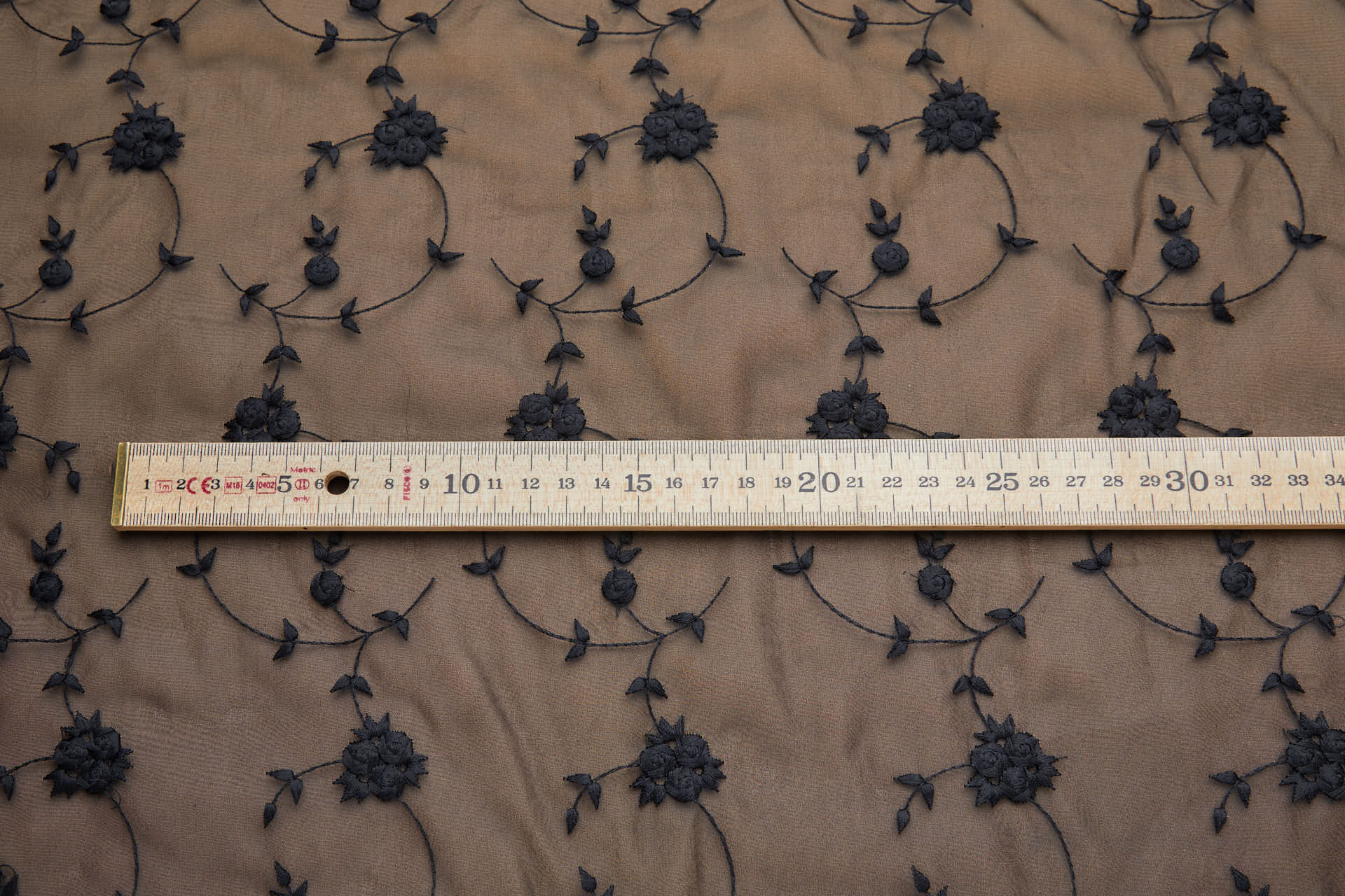 Dainty Roses Bouquet Embroidery on Silk Organza - Black fabric, image 5 of 8