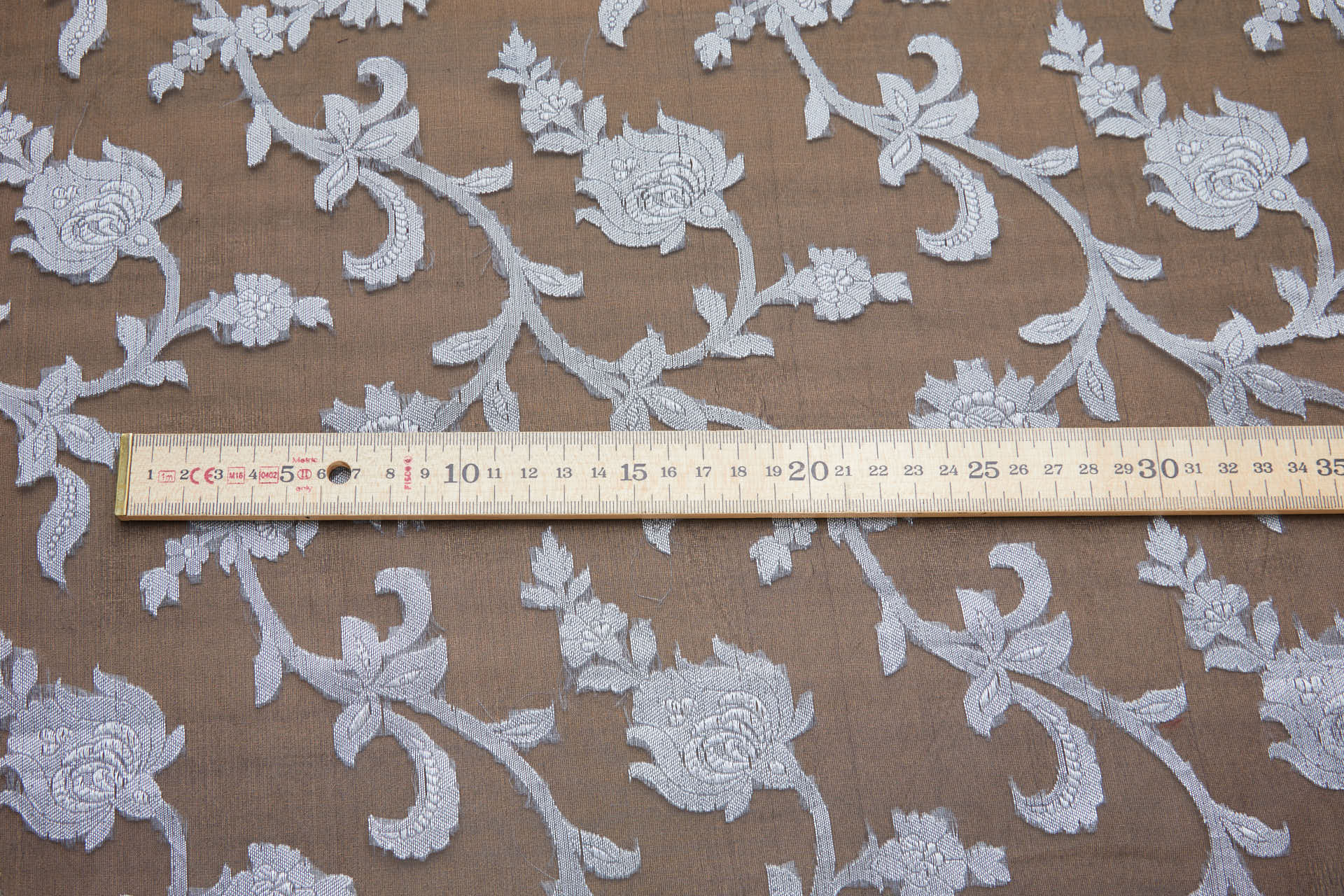 Ornate Floral Vine Fil Coupe Silk Organza Brocade - Black / Silver fabric, image 10 of 10