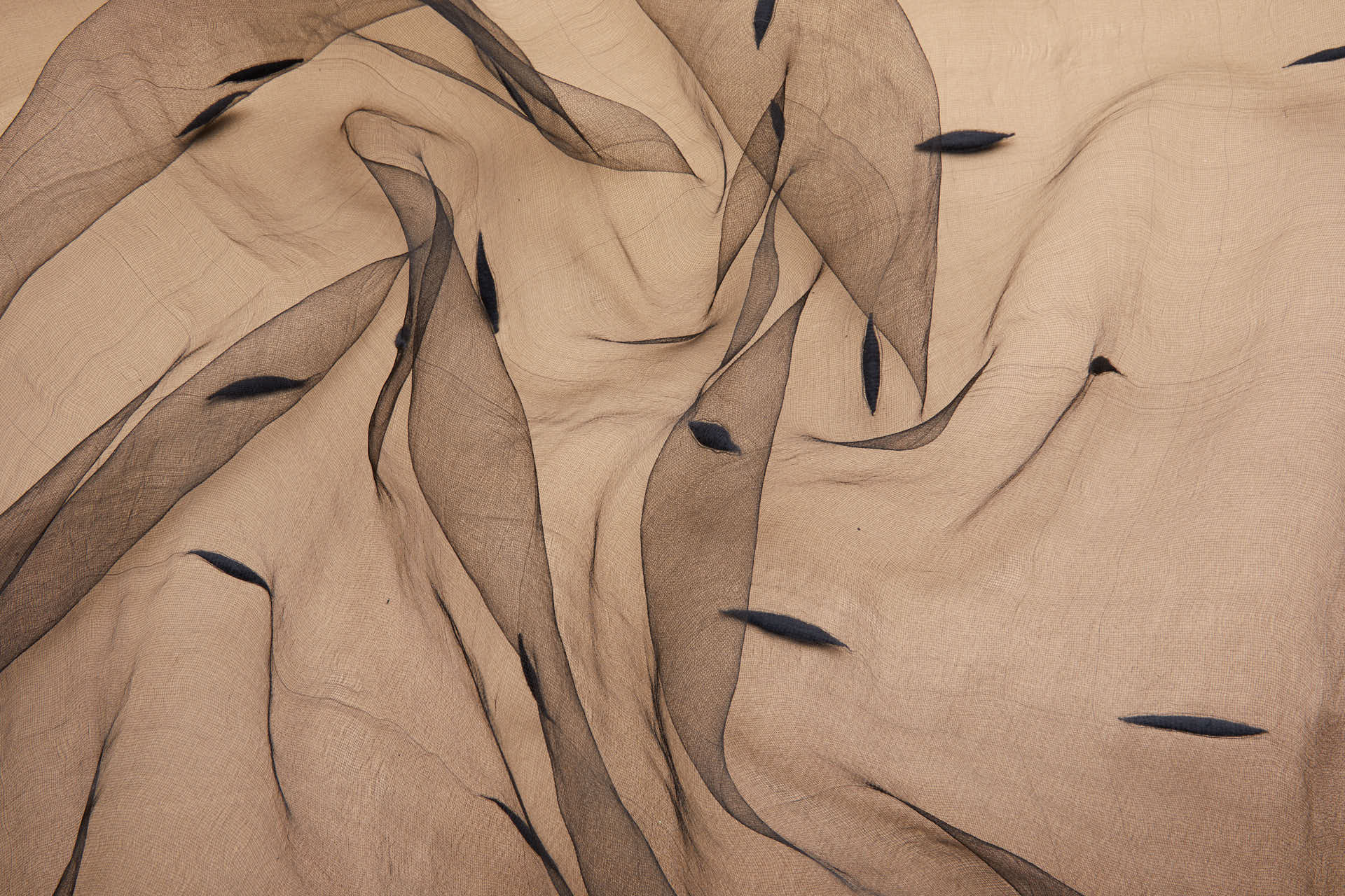 Sheer Silk Gauze with Large Cotton Slubs - Black fabric, image 8 of 9