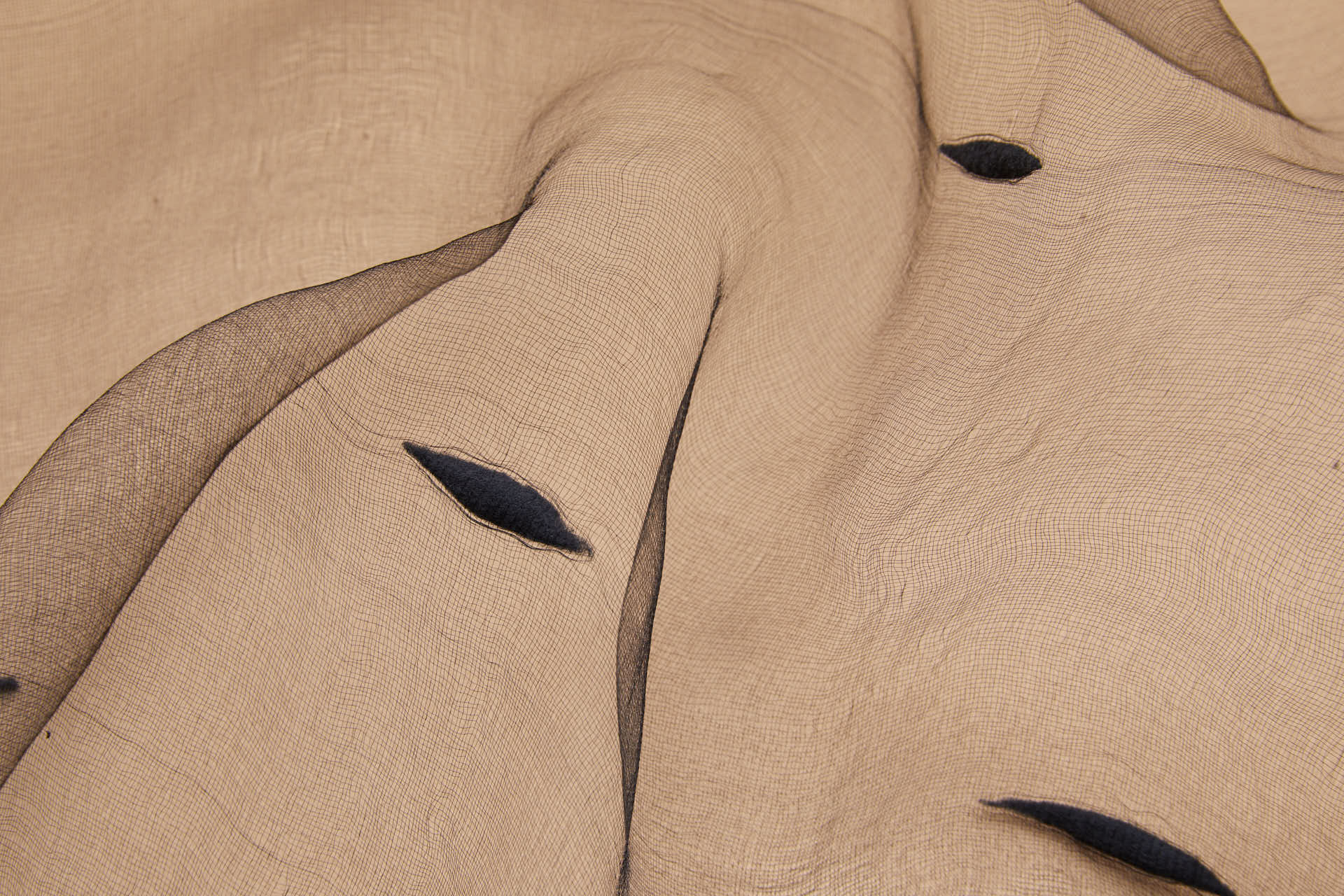 Sheer Silk Gauze with Large Cotton Slubs - Black fabric, image 9 of 9