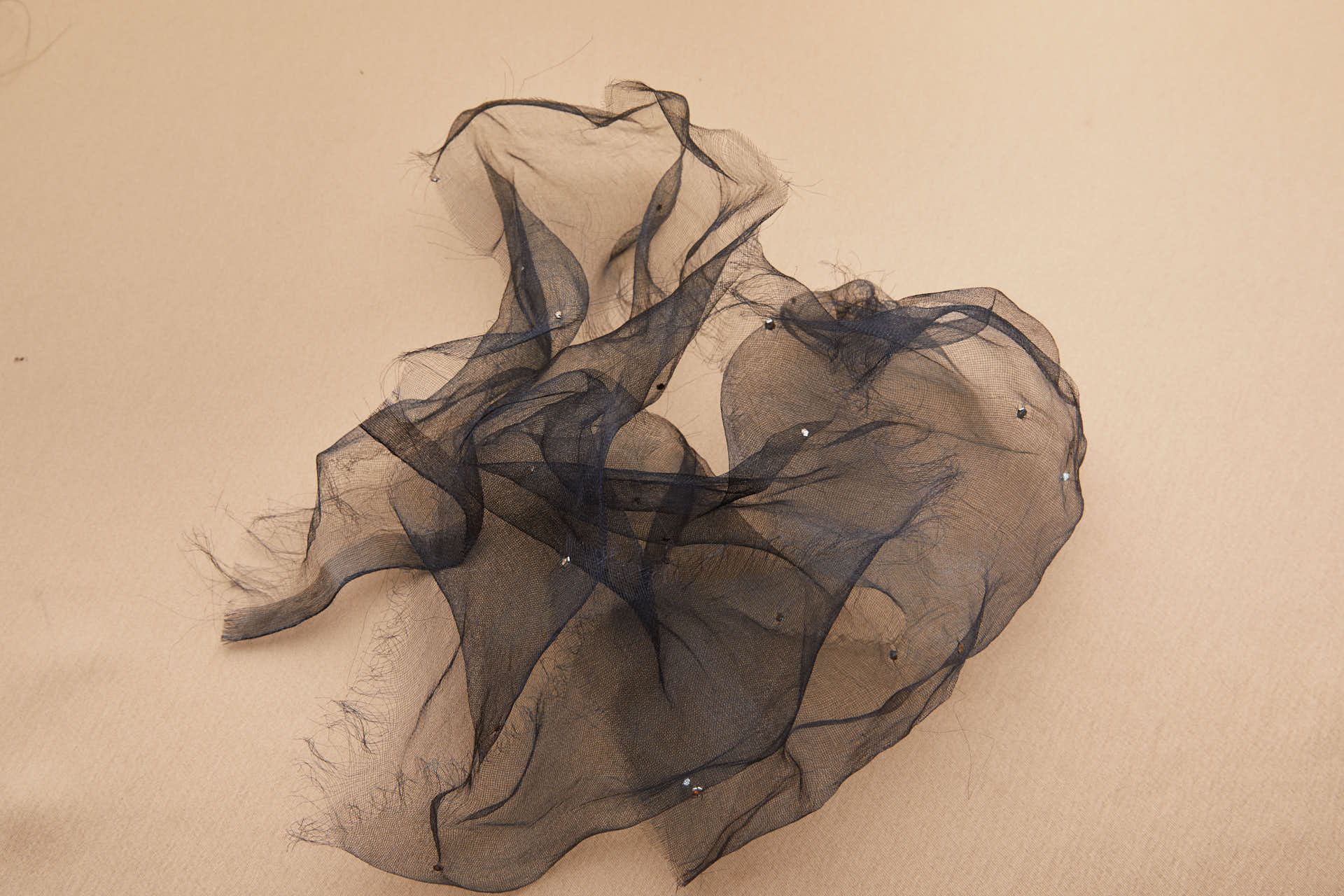 Sheer Silk Gauze with Tiny Silver Studs - Black fabric, image 12 of 12