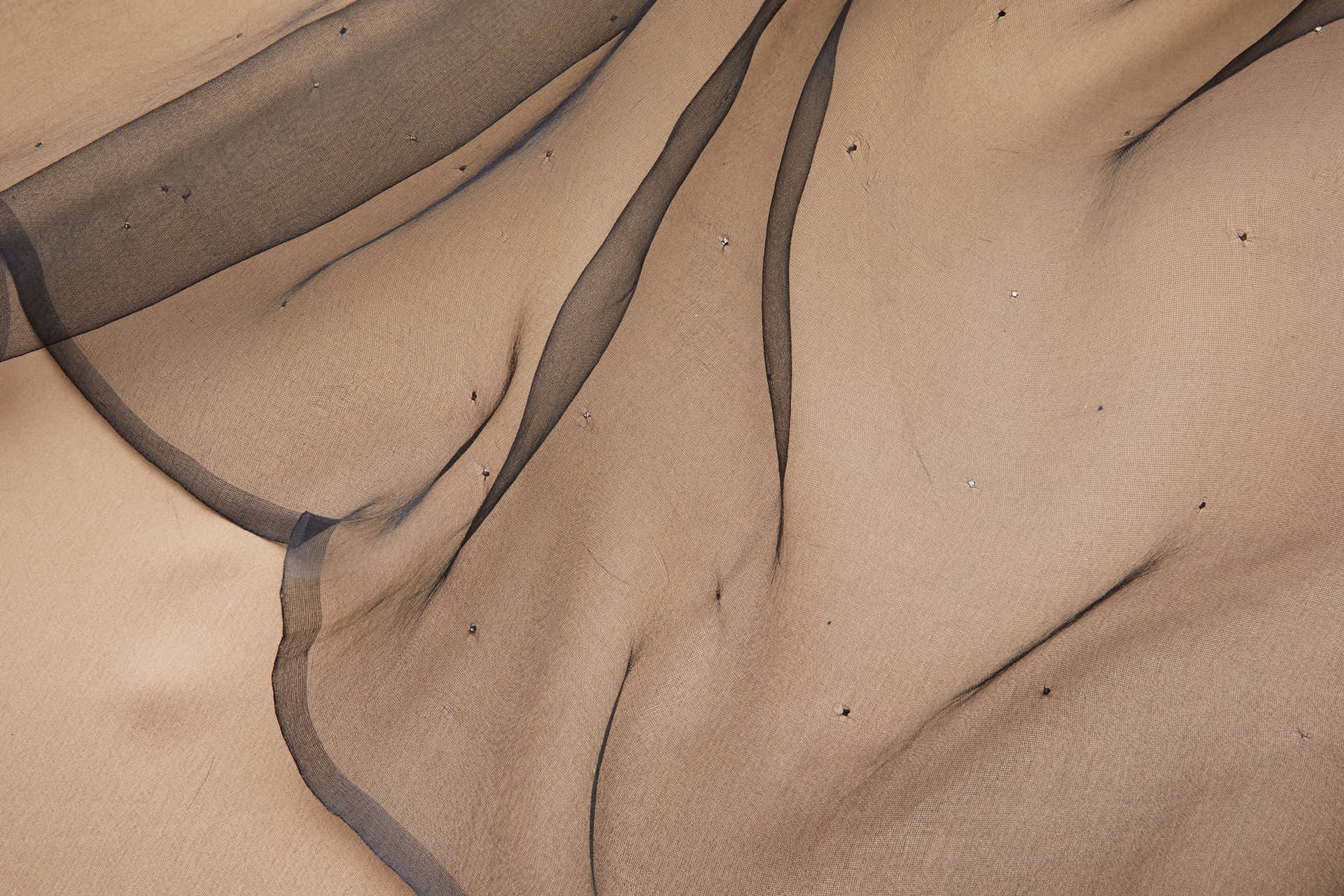 Sheer Silk Gauze with Tiny Silver Studs - Black fabric, image 5 of 12